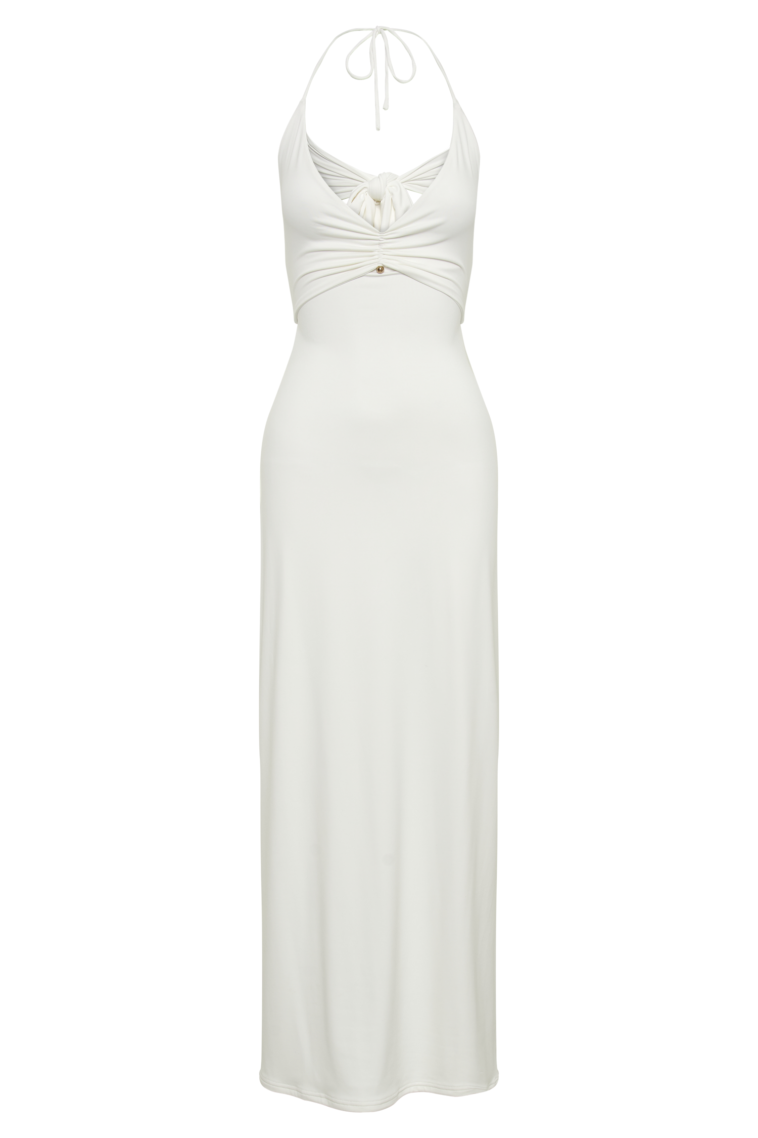 Heidi Recycled Nylon Pin Detail Midi Dress - White