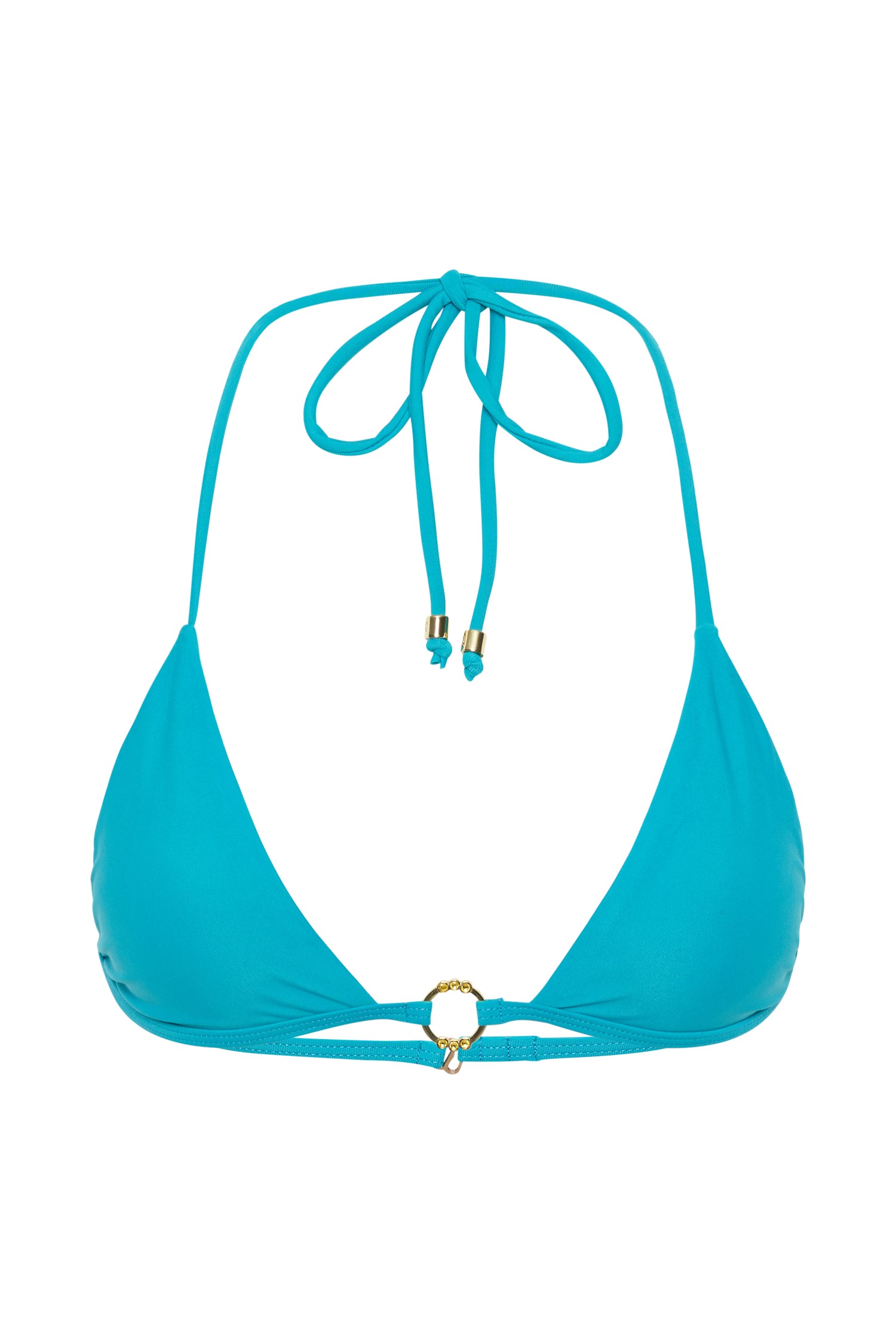 Dove Recycled Nylon Triangle Bikini Top With Diamante Trim - Turquoise