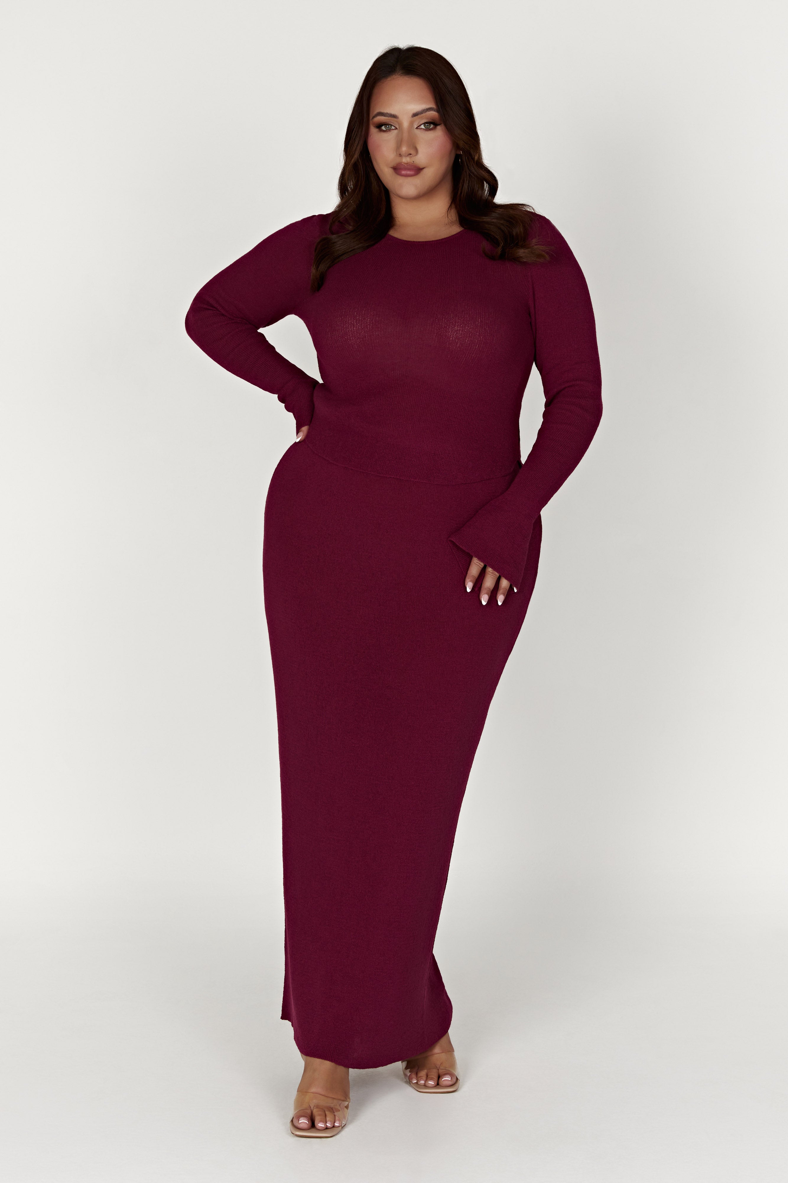 Maribelle Knit Long Sleeve Top - Wine