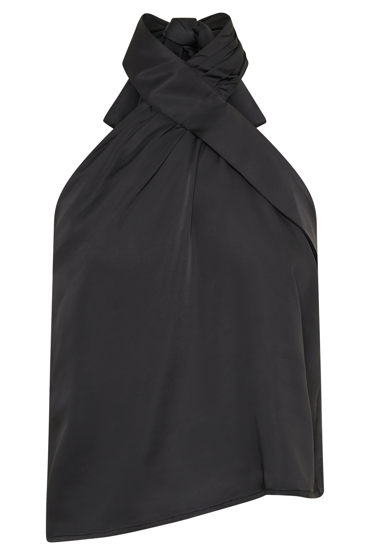 Elisa Satin Halter Top - Black
