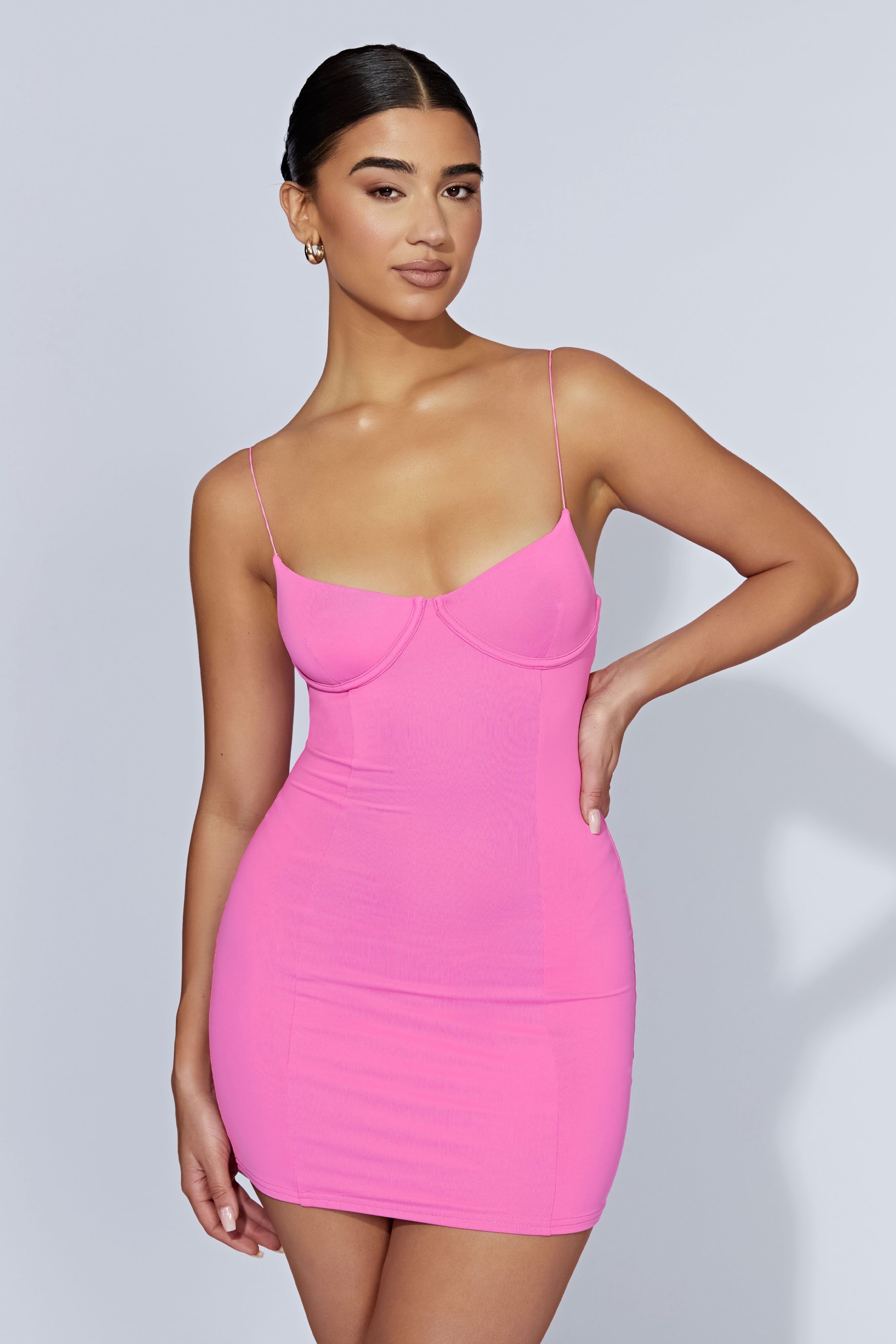 Misty Contour Mini Dress - Bubblegum Pink