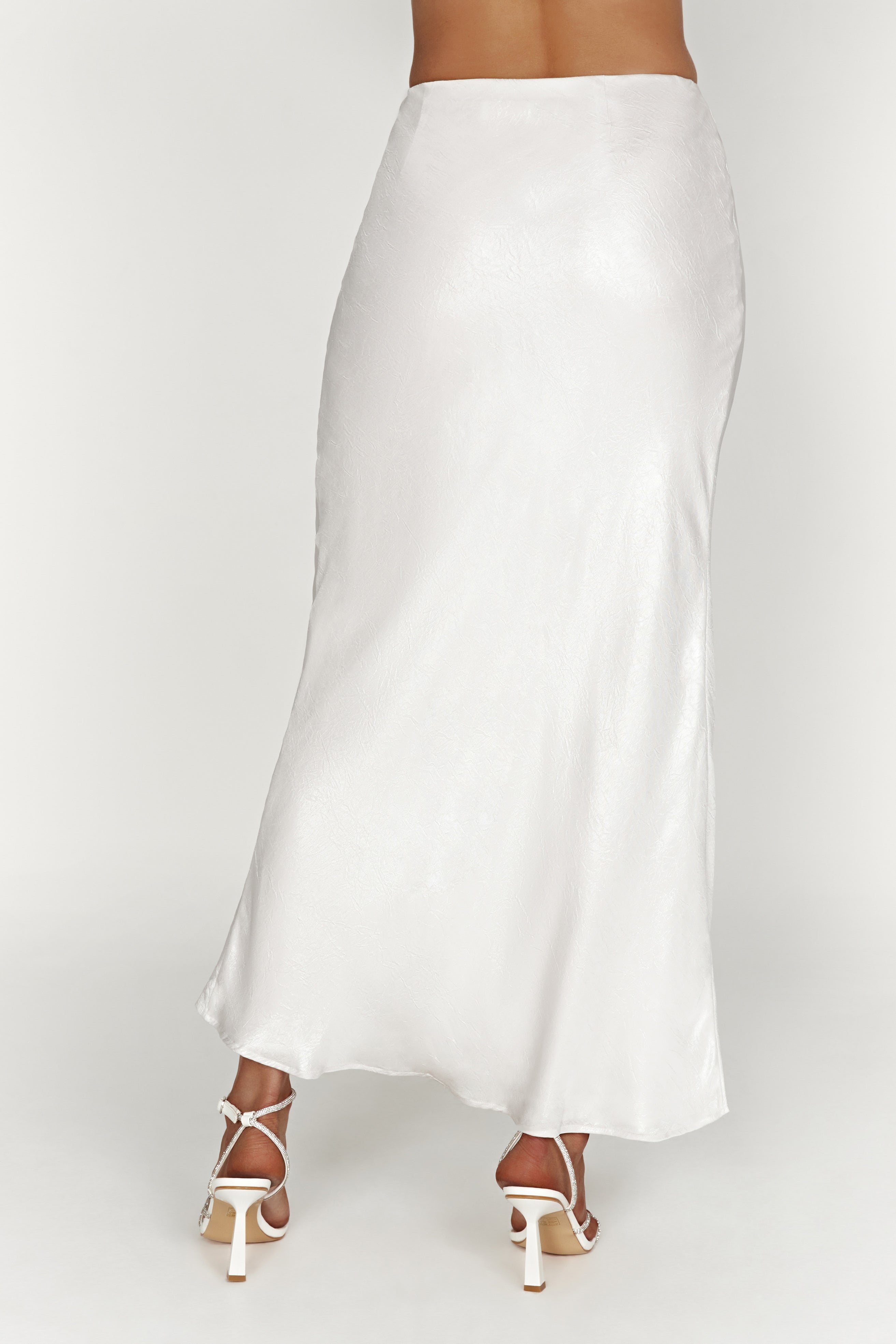 Raine Satin Maxi Skirt - Pearl