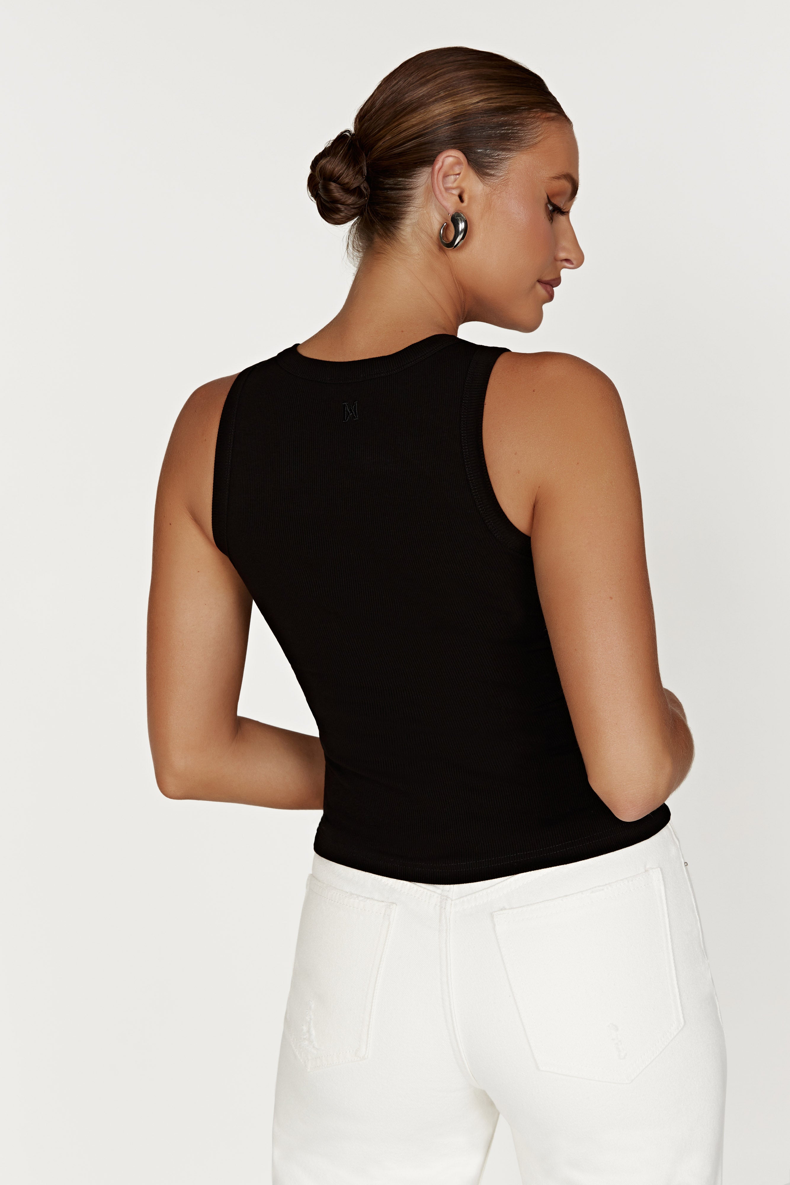 Zanna Ribbed Tank Top - Black