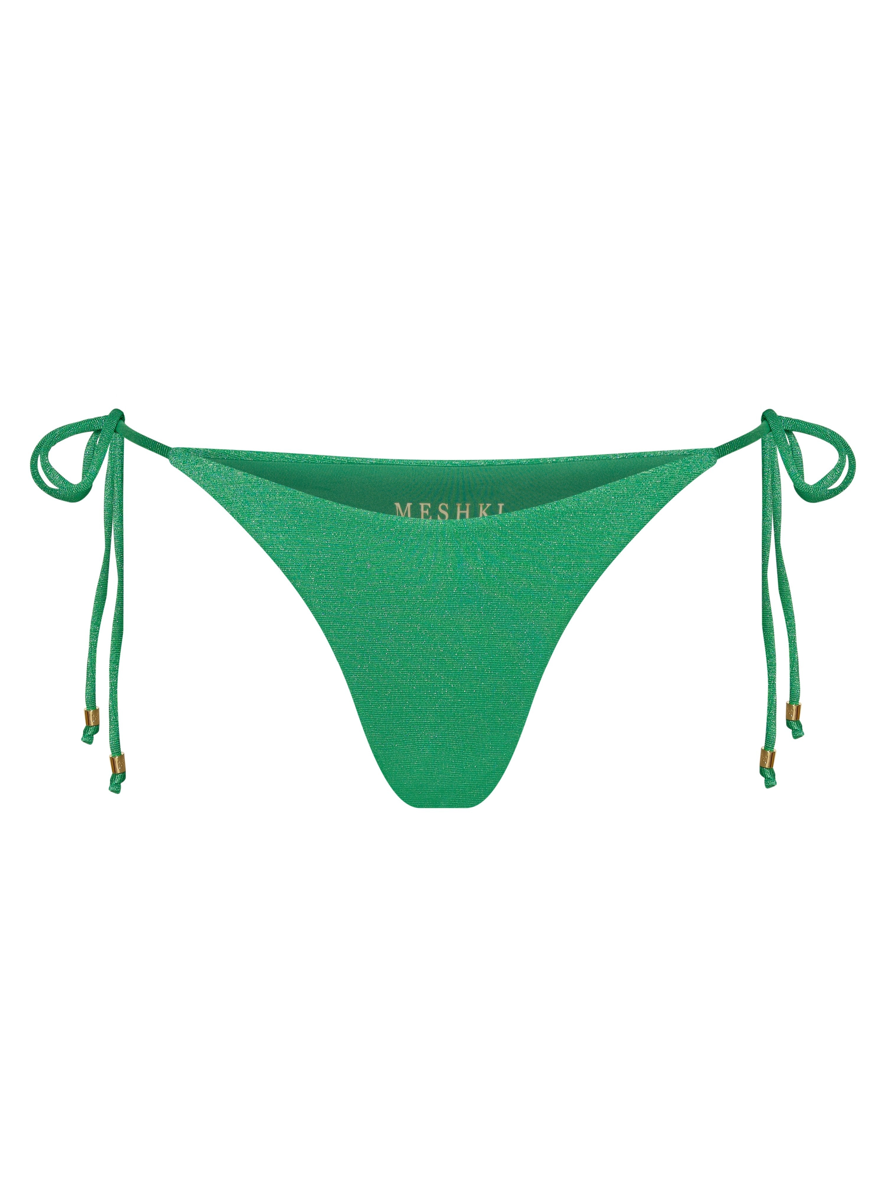 Peyton Tie Up Bikini Bottom - Green Sparkle