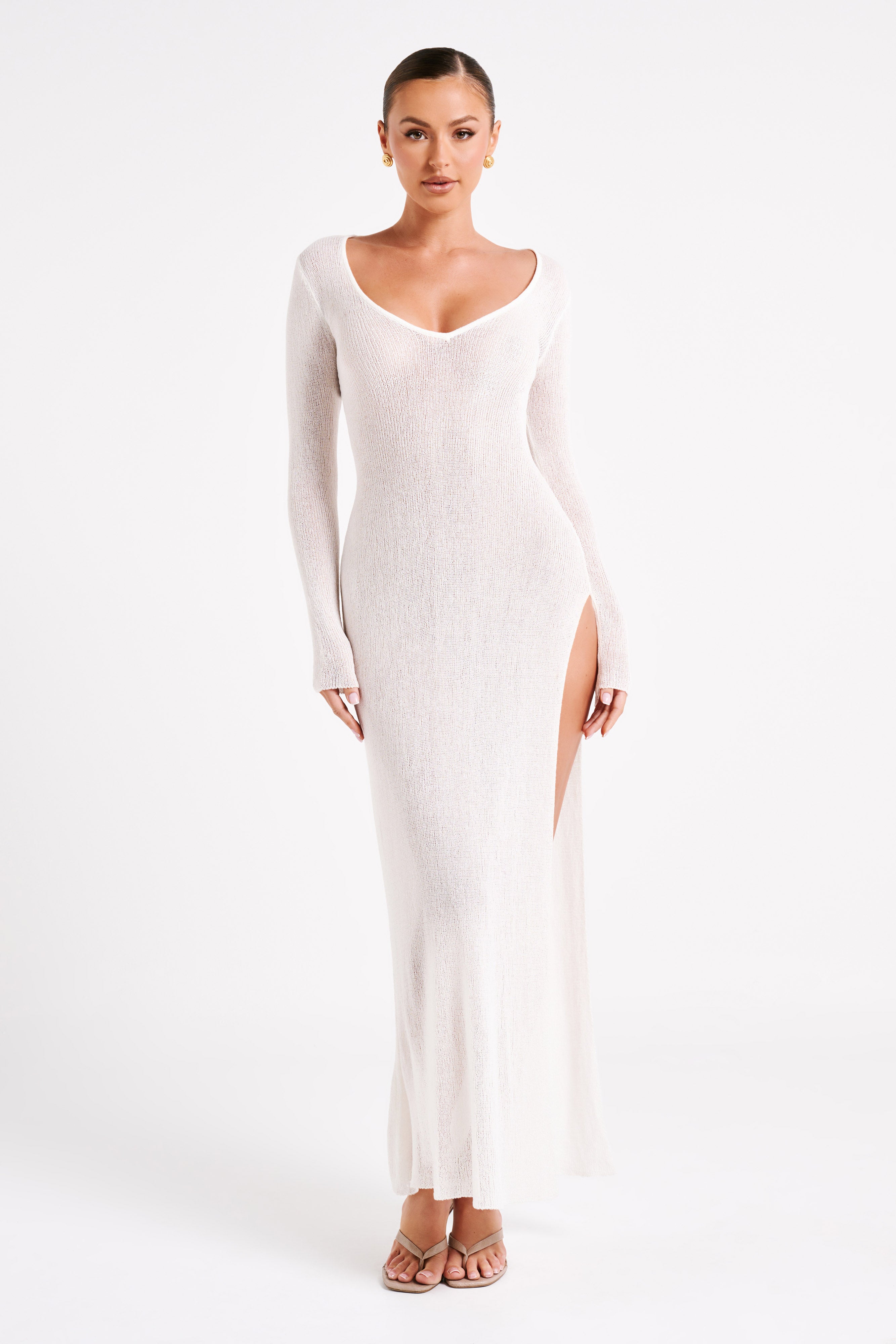 Imelda Knit Cover Up Midi Dress - White