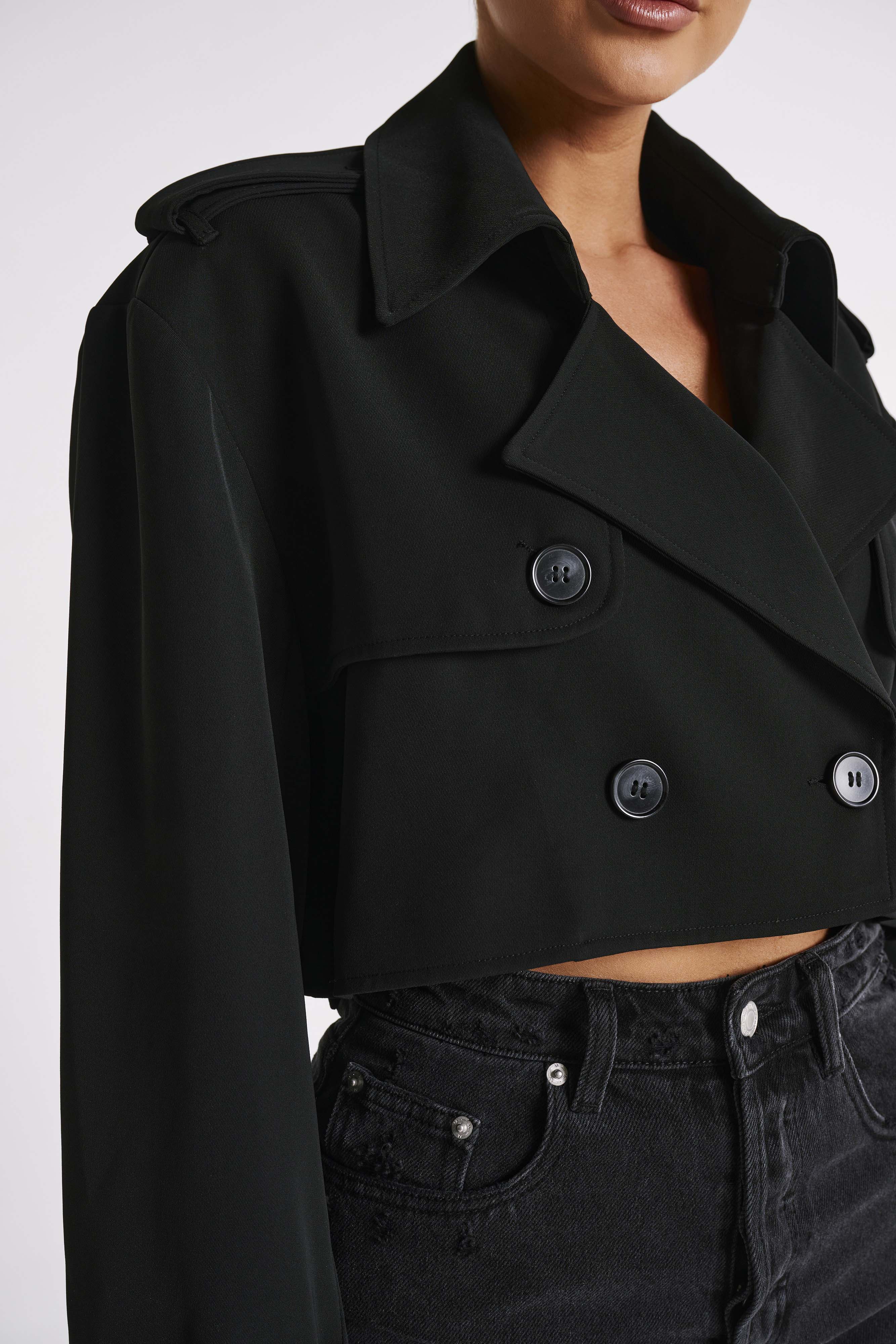 Palmer Cropped Trench Coat - Black