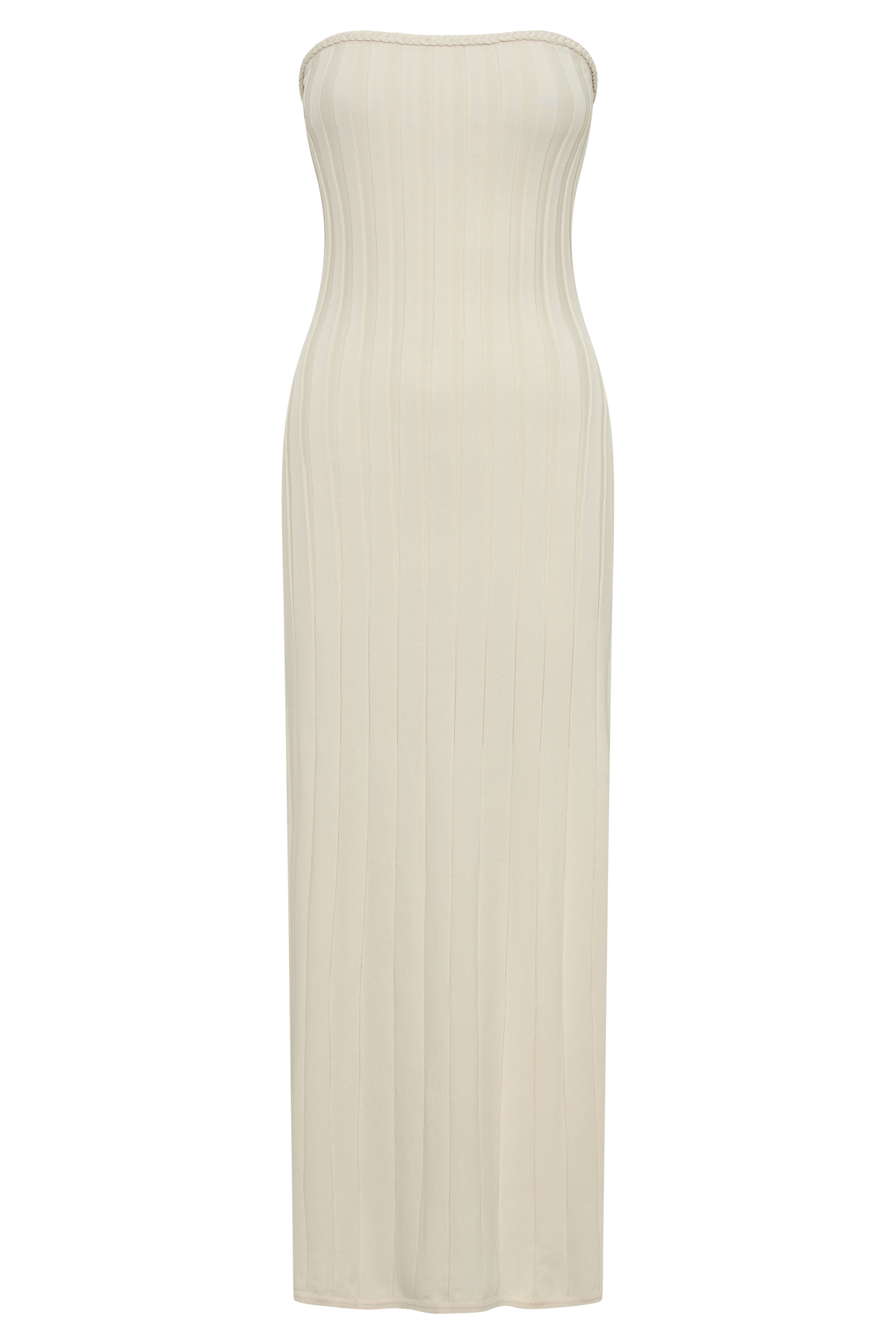 Dolce Extreme Rib Strapless Midi Dress - Ivory