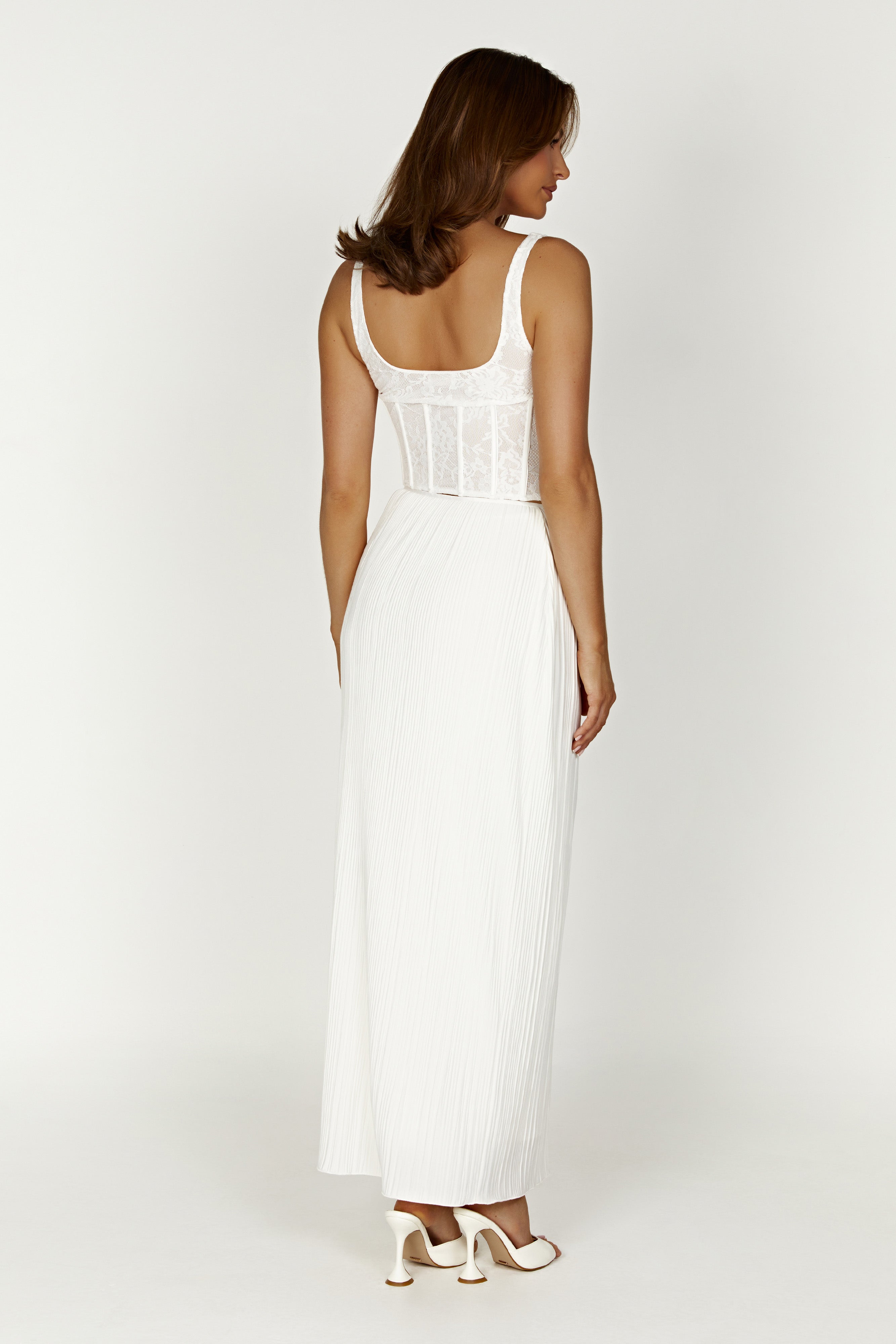 Elsie Plisse Maxi Skirt - White