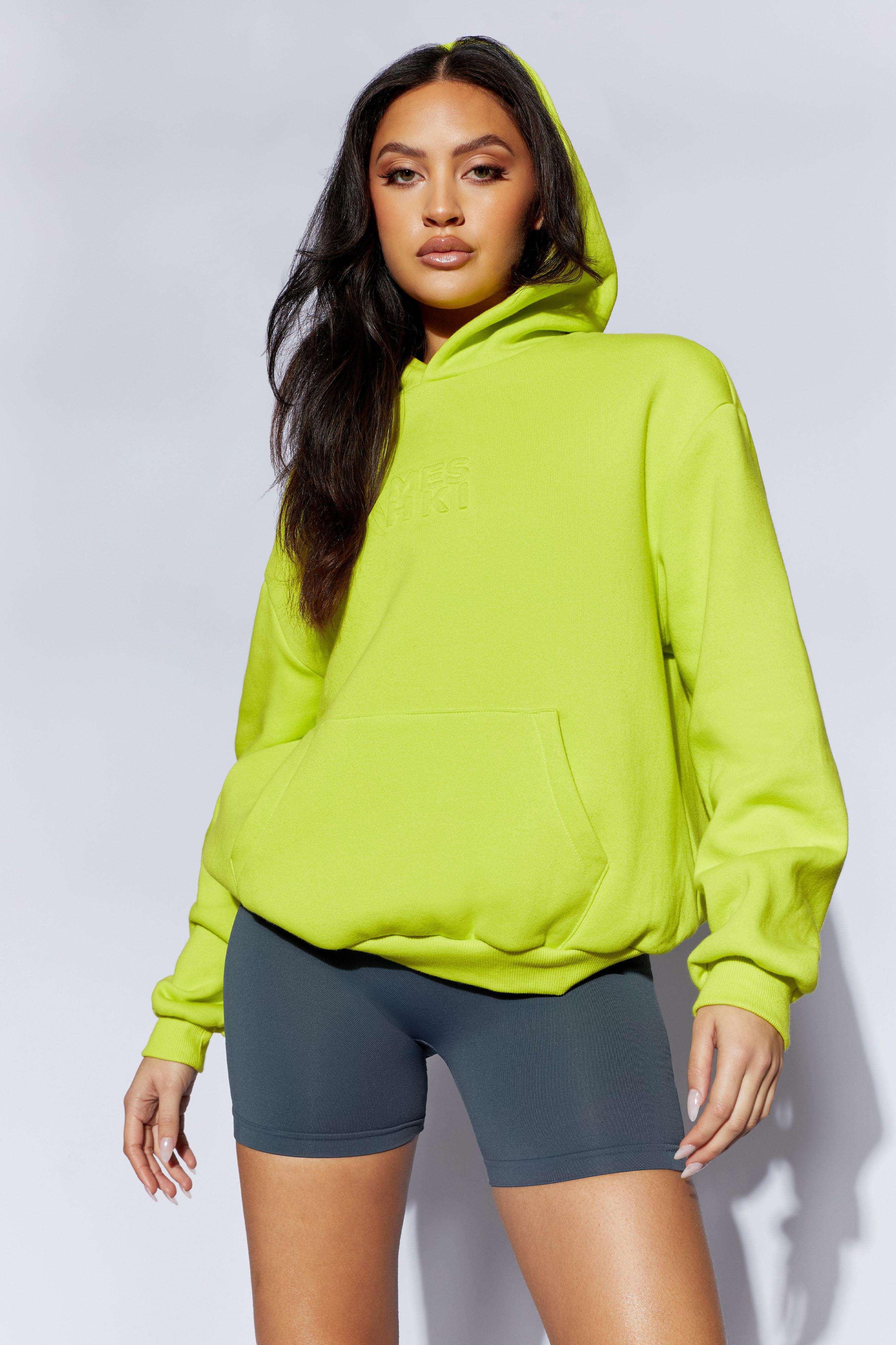 Arden Embossed Fleeceback Hoodie - Lime Green