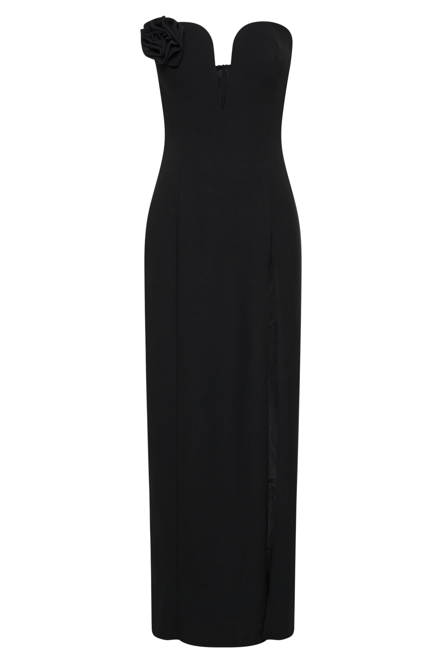Haven Strapless Rose Maxi Dress - Black