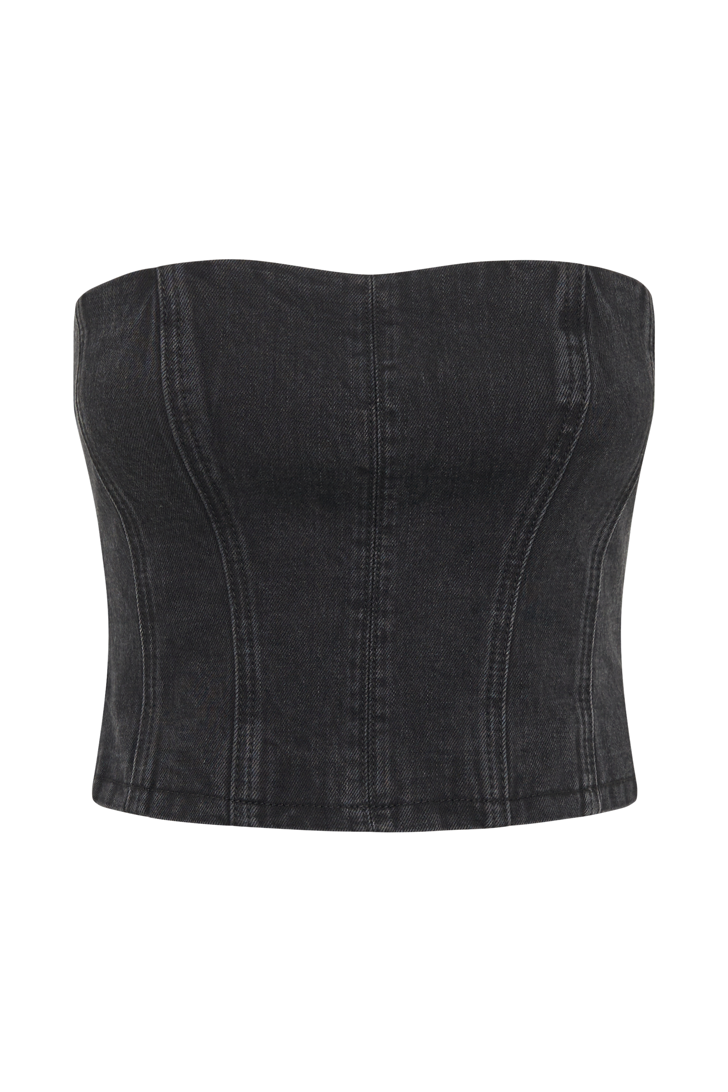 Jordana Denim Tube Top - Washed Black