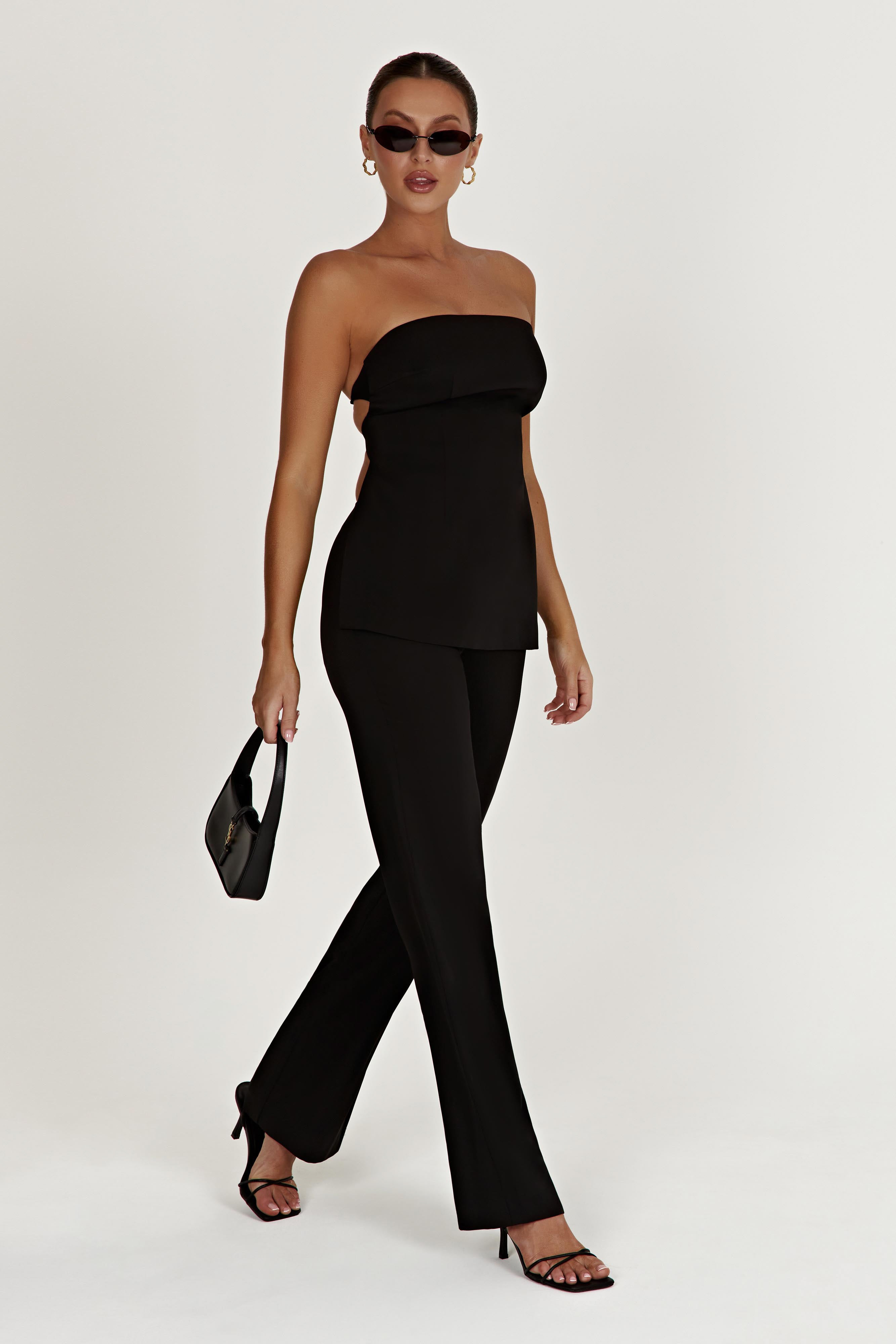 Astrid Strapless Back Tie Top - Black