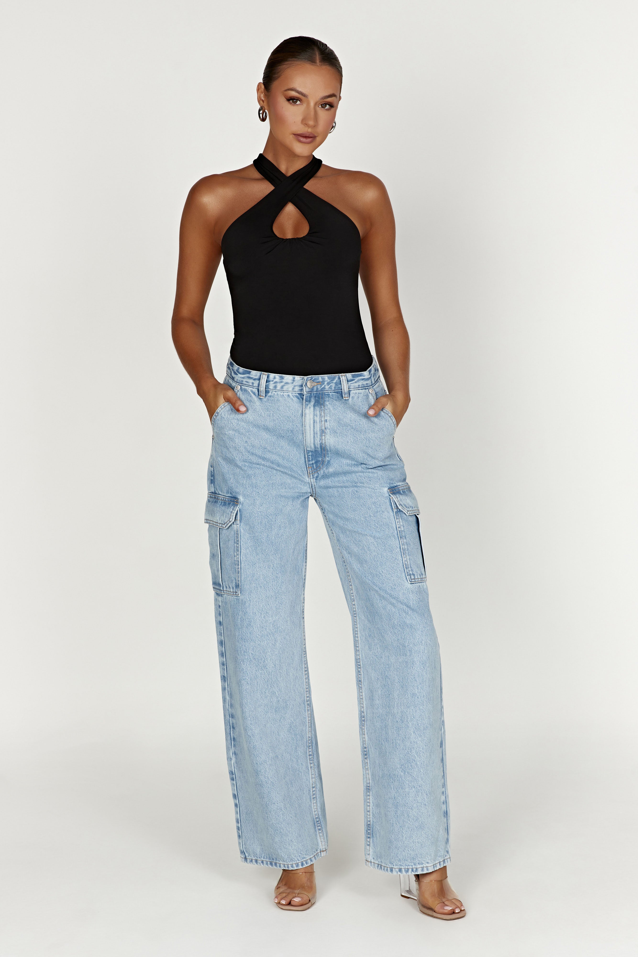 Ailsa Keyhole Halter Top - Black