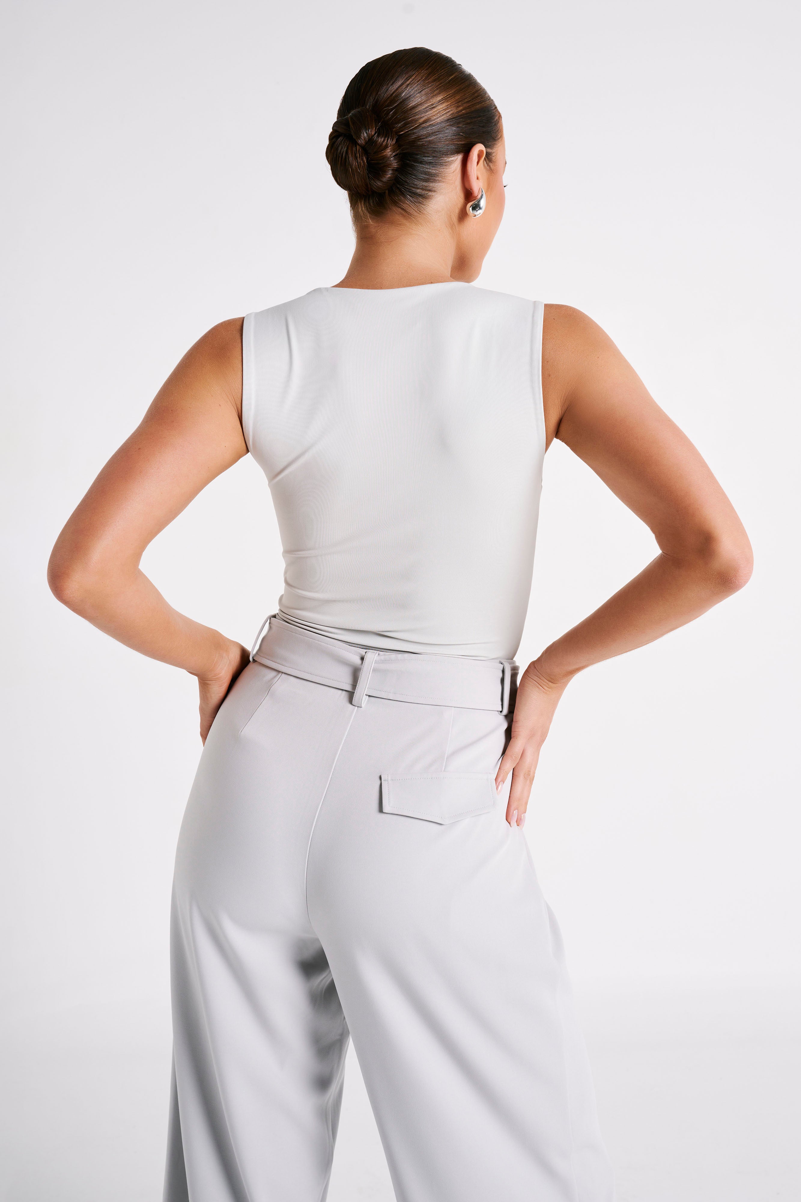 Linley Recycled Nylon Long Line Top - Ice Grey