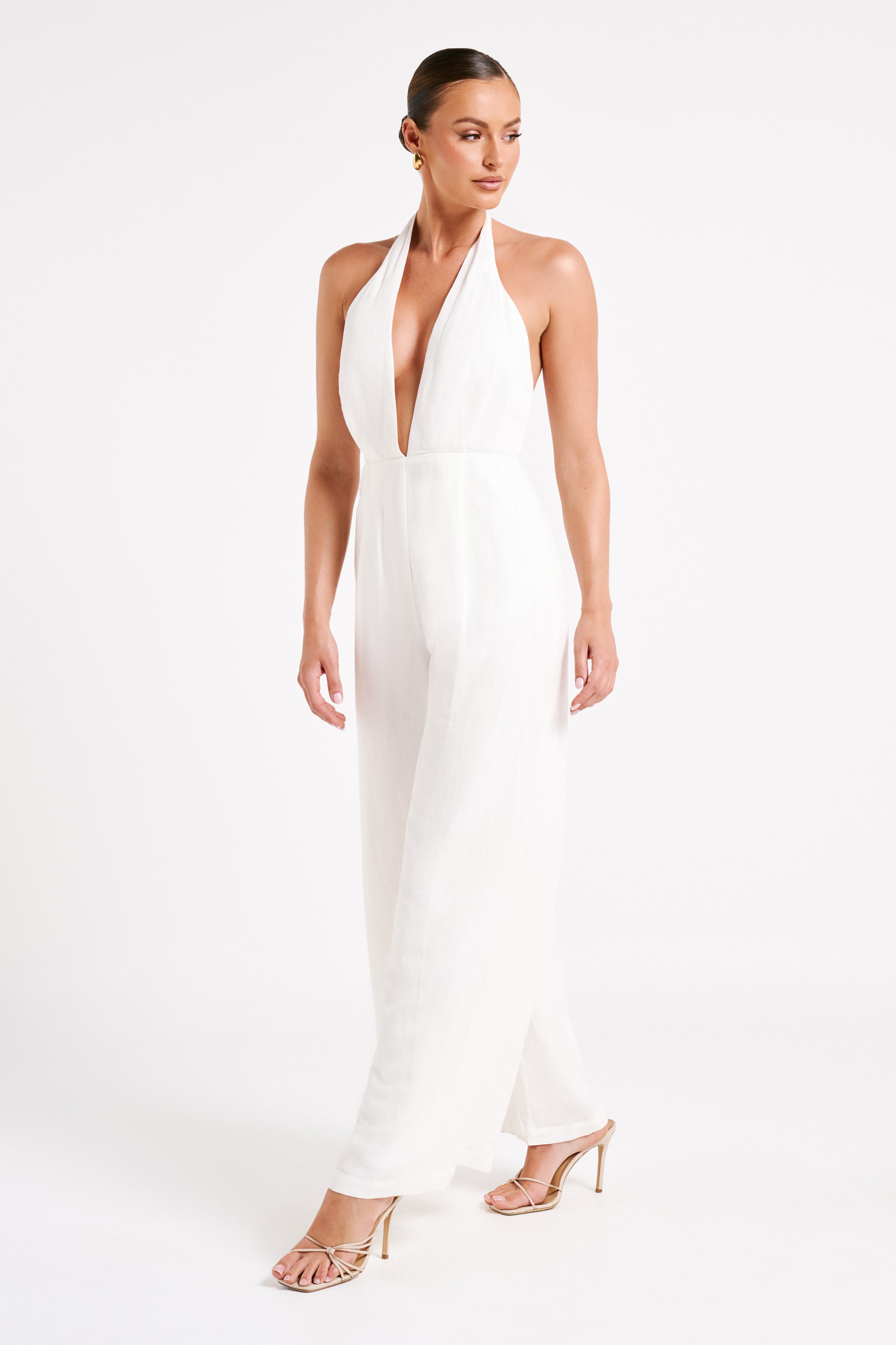 Blanca Linen Halter Jumpsuit - White