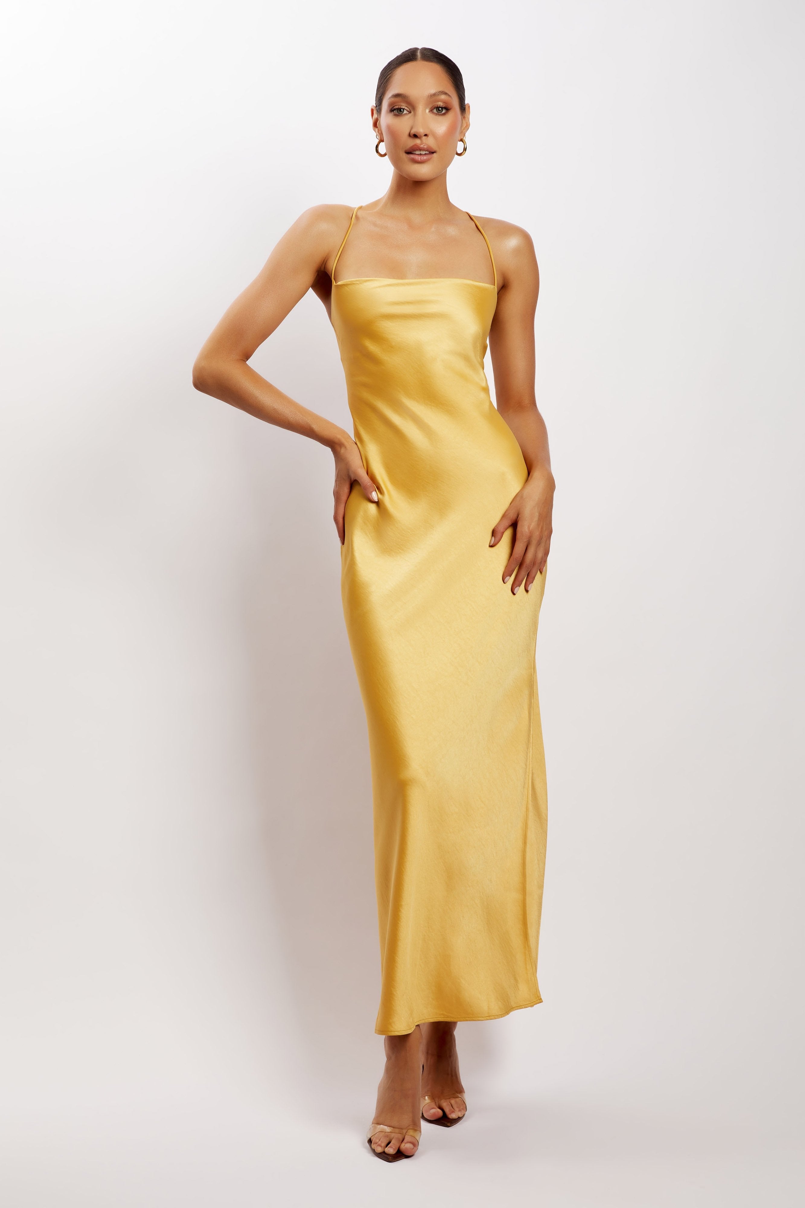 Sydney Straight Neck Slip Maxi Dress - Yellow