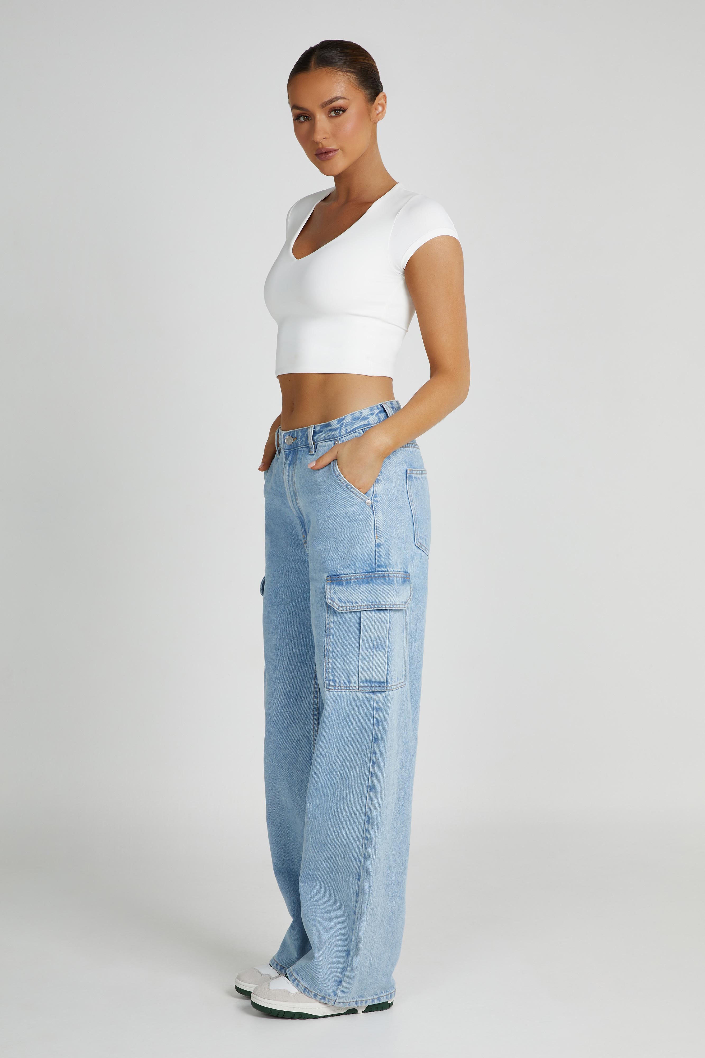 Olympia Recycled Nylon V Neck Top - White