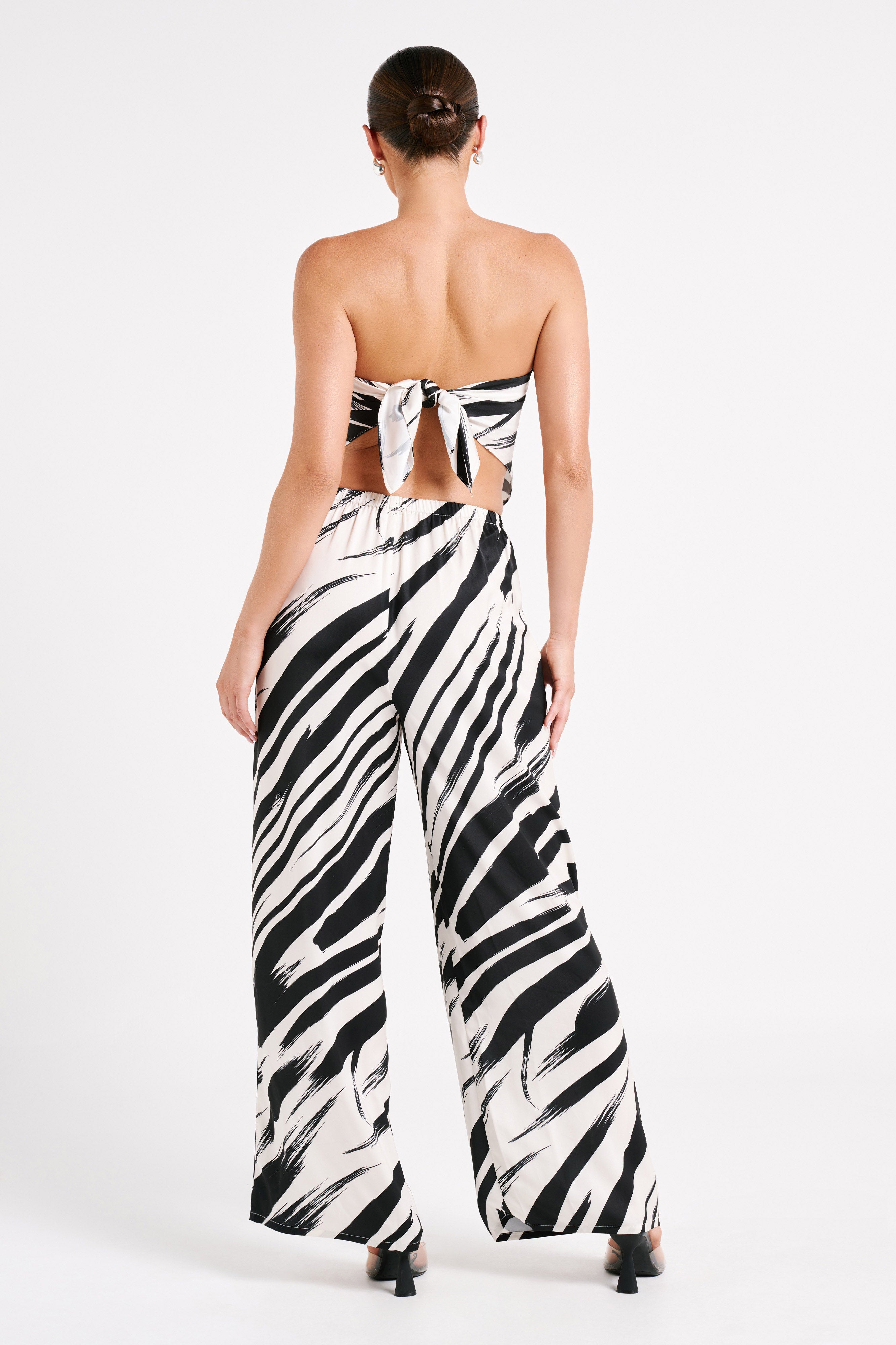 Marciela Printed Satin Straight Leg Pant - Abstract Print