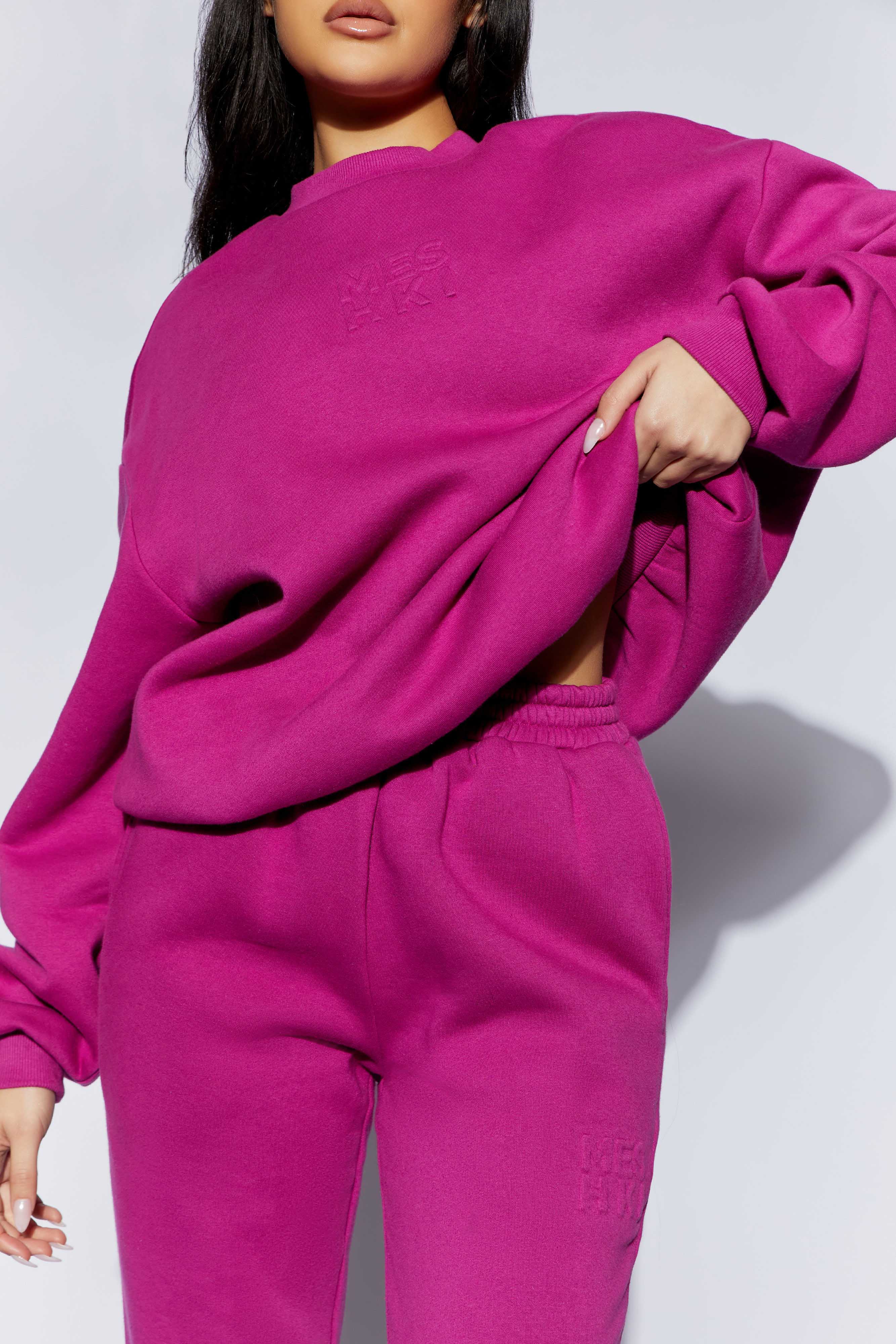 Sutton Embossed Fleeceback Crewneck - Violet