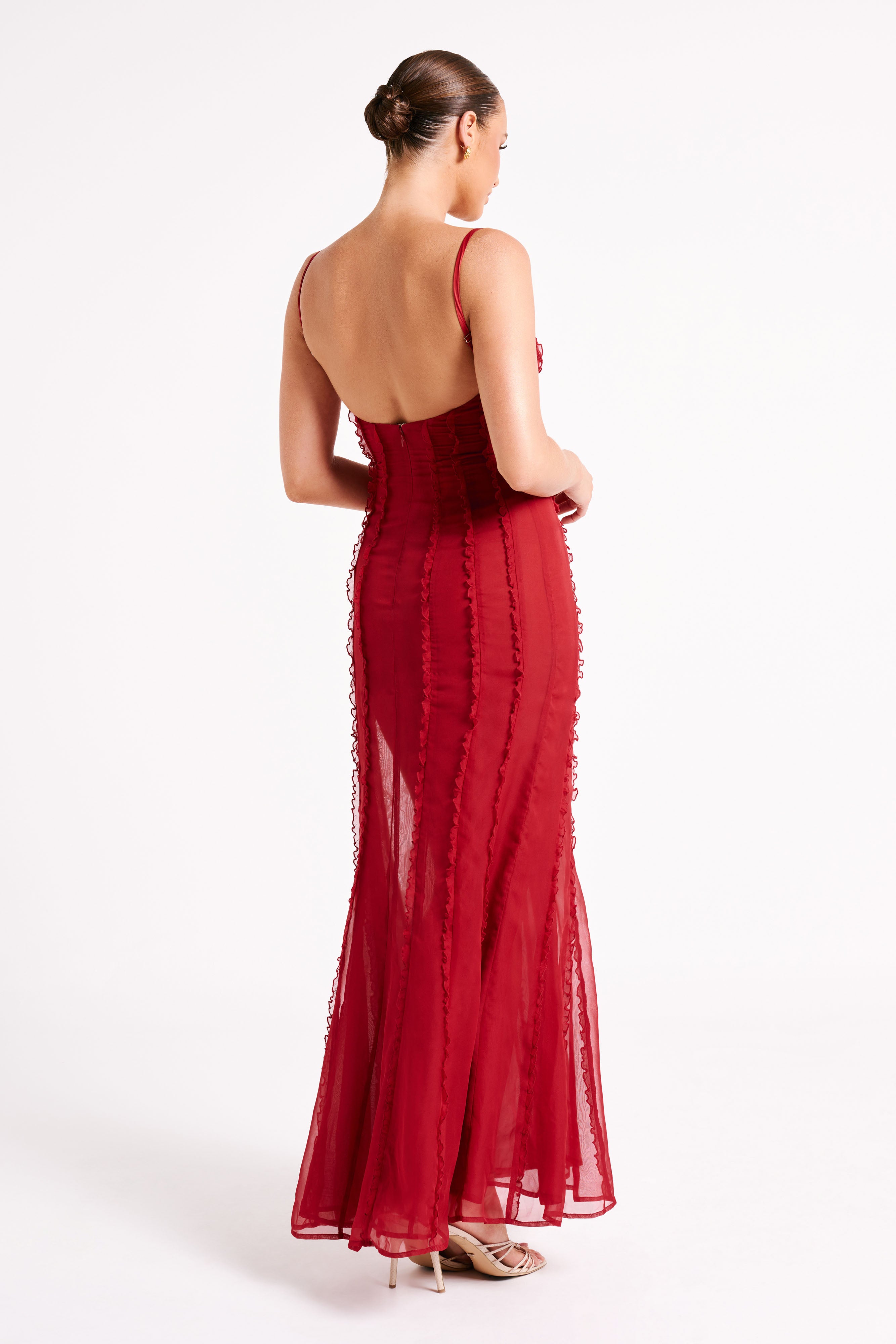 Jacinta Chiffon Maxi Dress - Vermilion Red