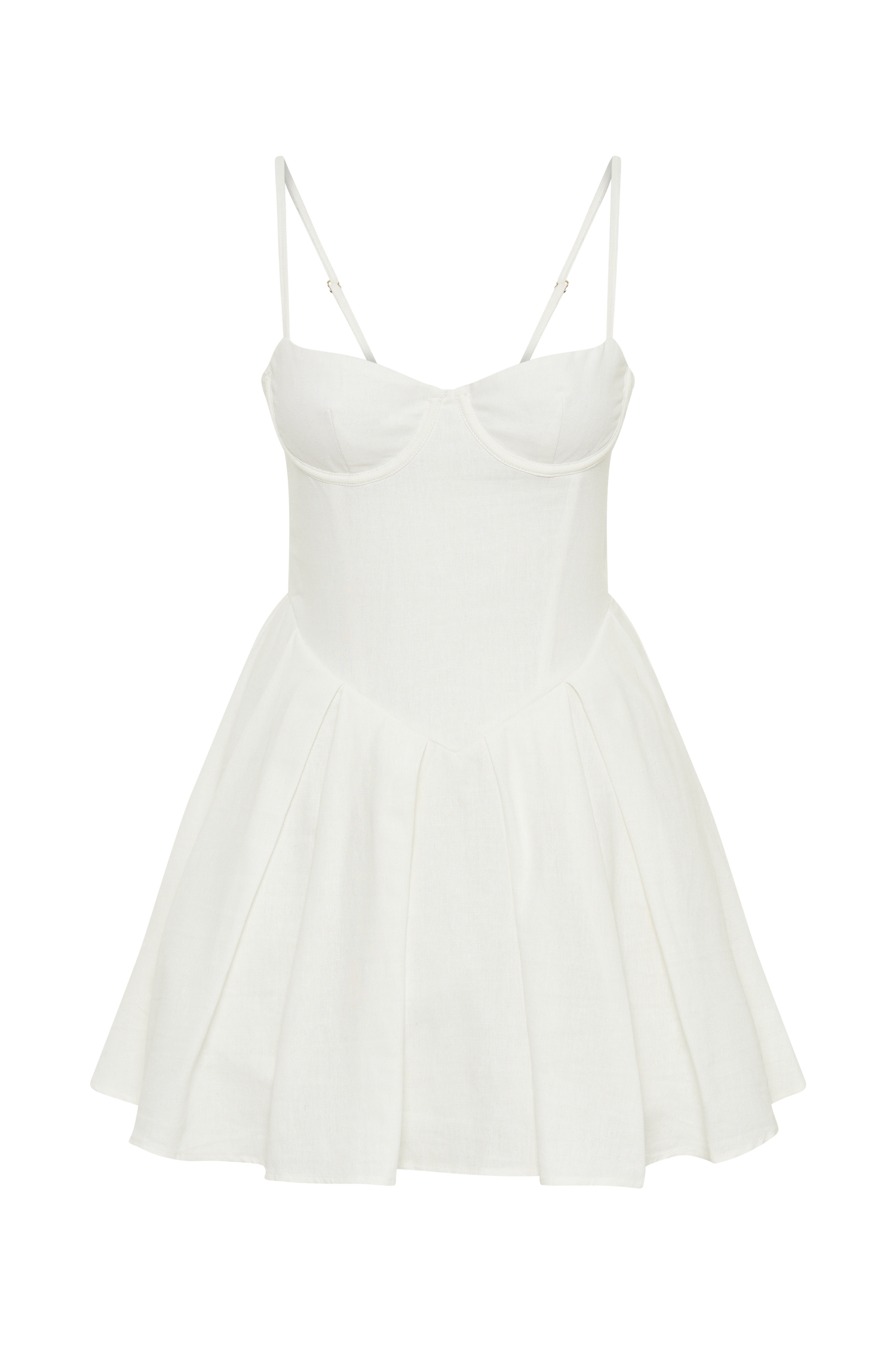 Dorinda Pleated Linen Mini Dress - White