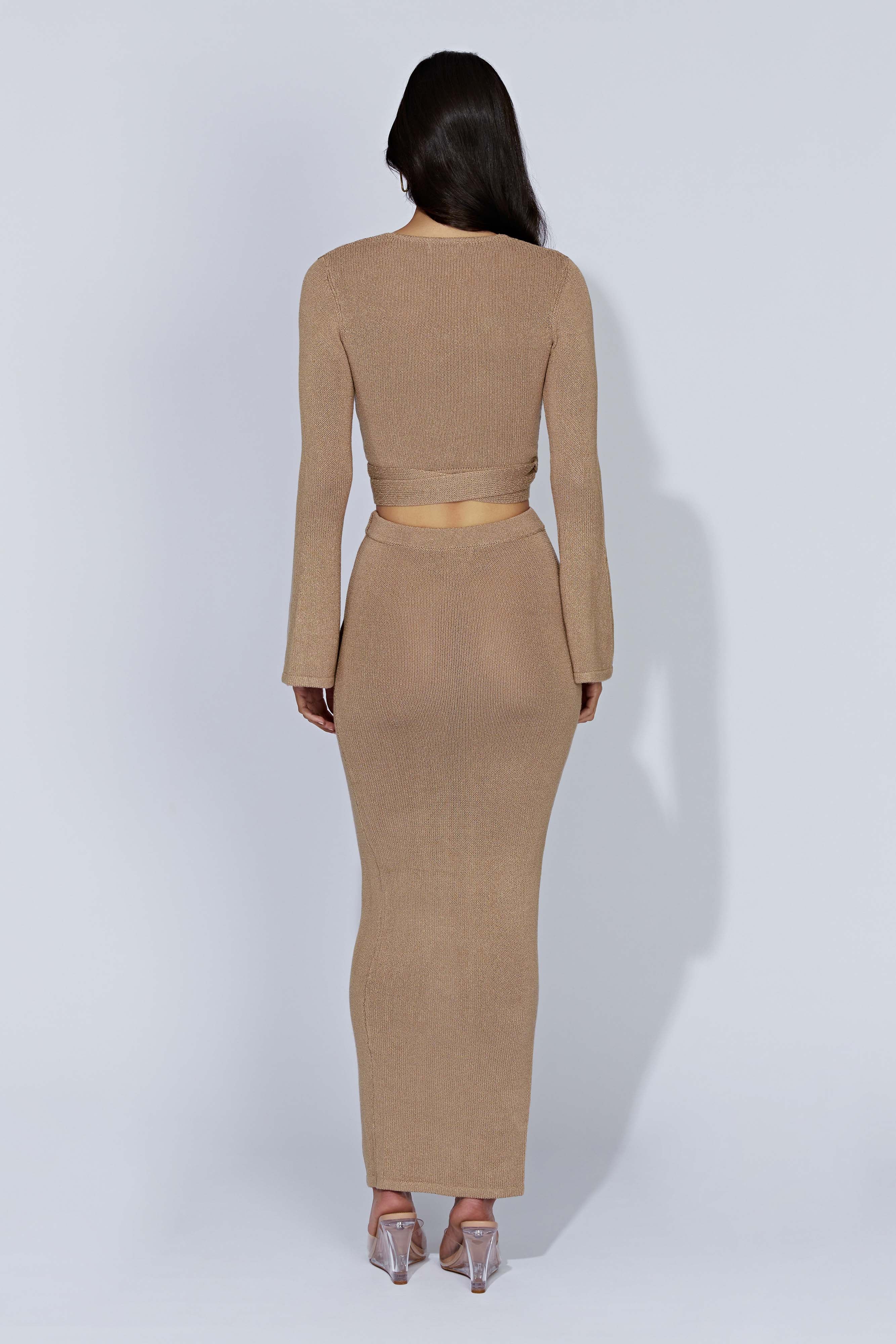 Petra Knit Split Maxi Skirt - Taupe