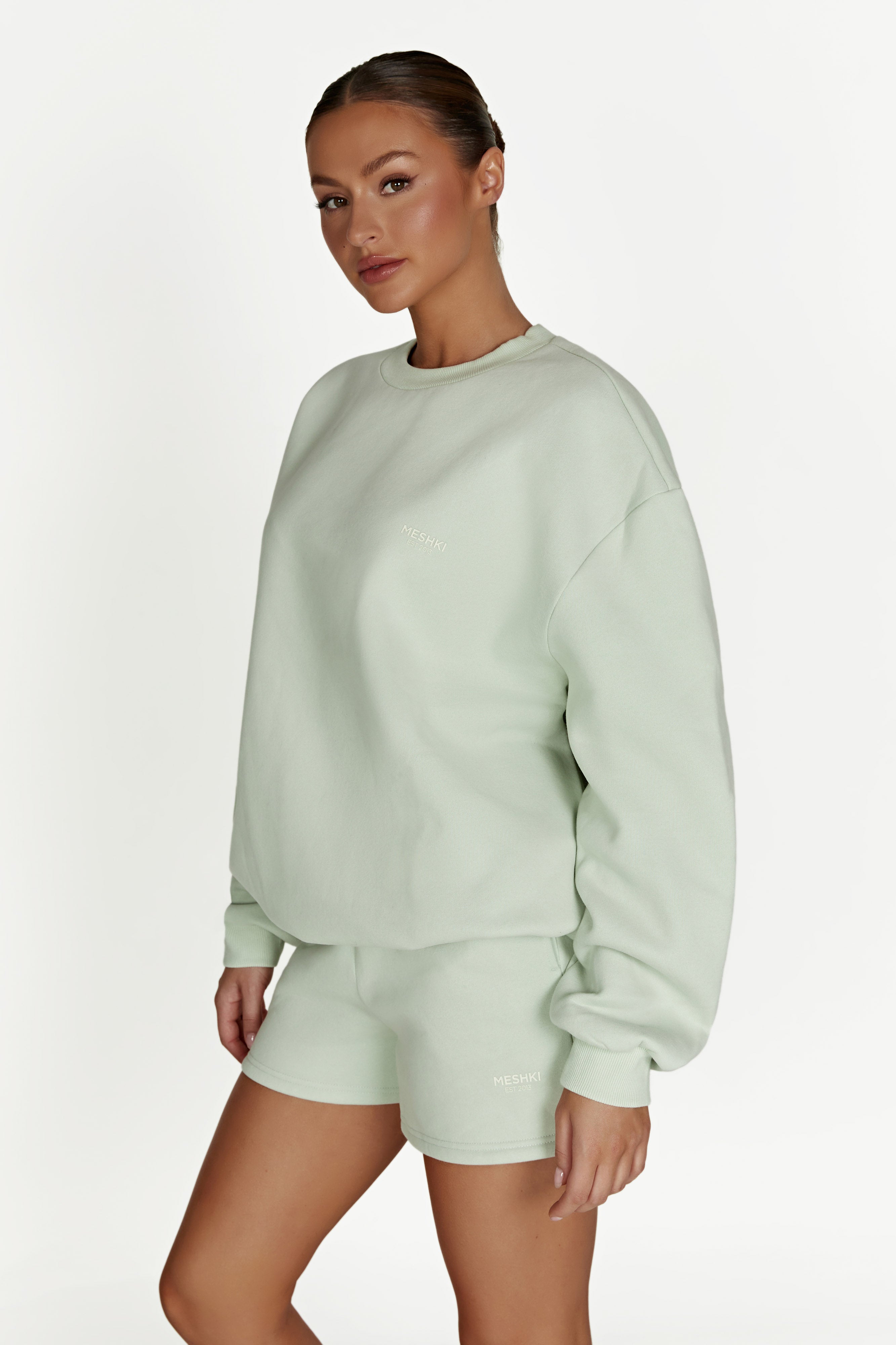 Phoenix Oversized Unisex Crewneck Jumper - Light Sage