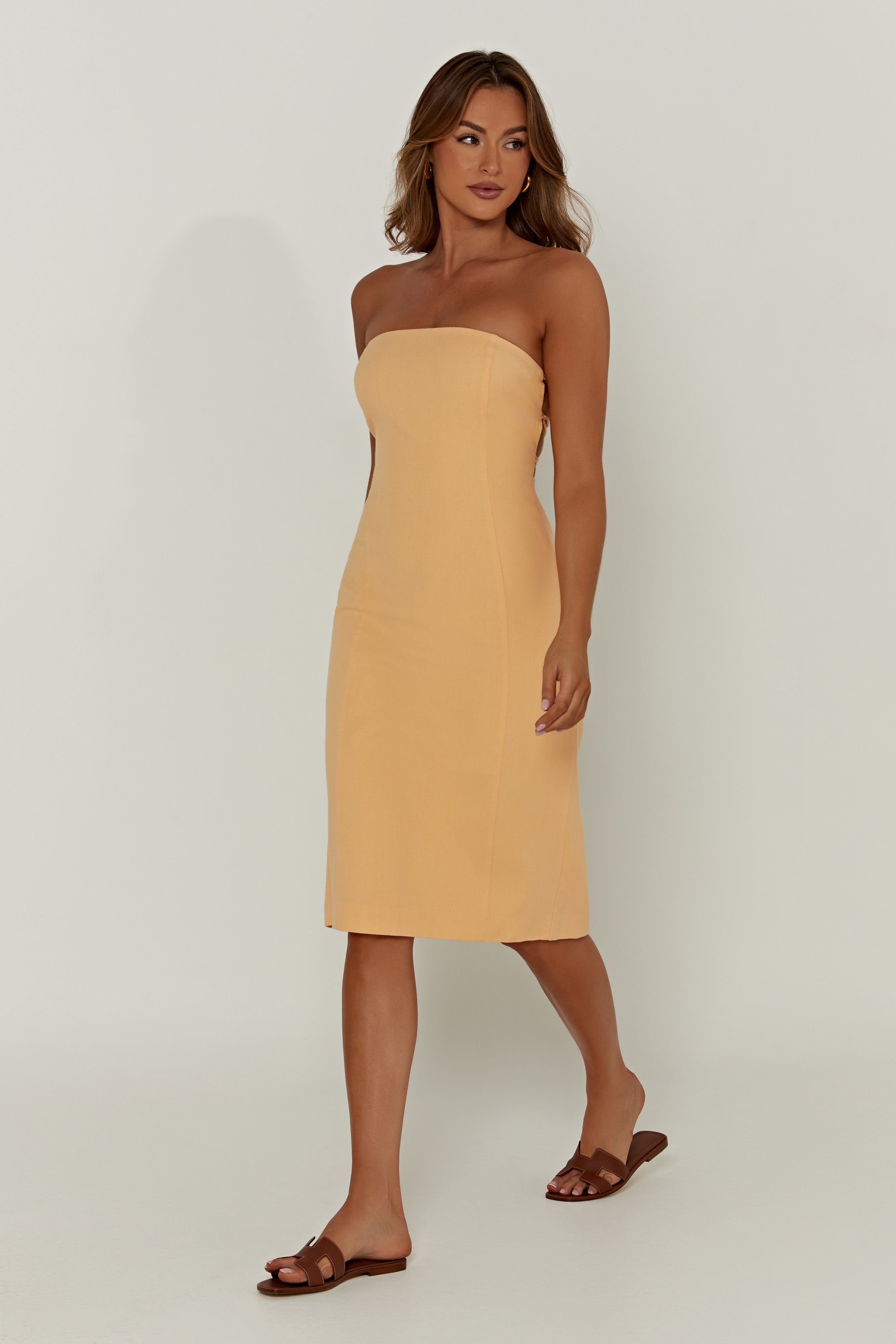 Kyleigh Linen Strapless Midi Dress - Mango