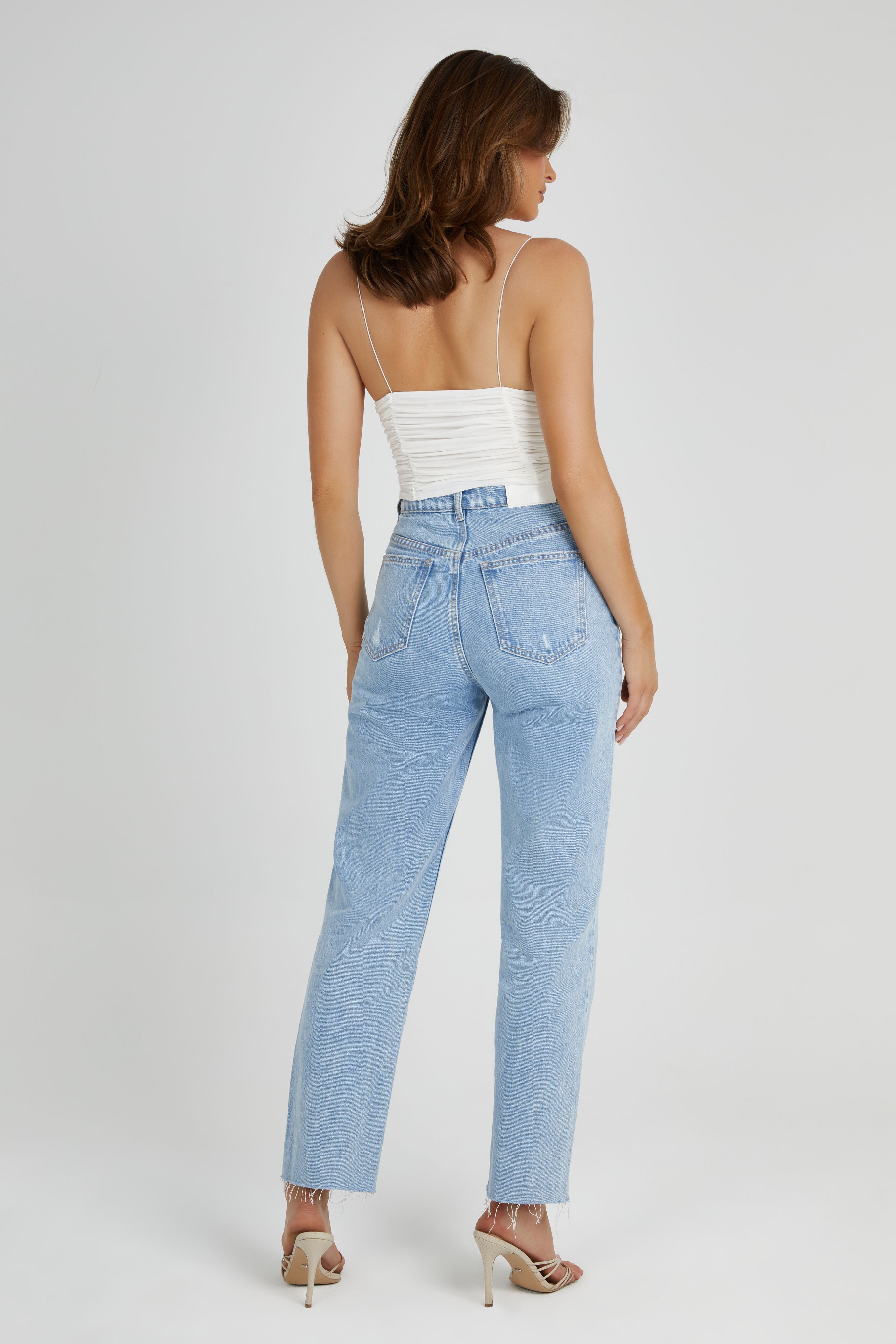 Lillian Jersey Gathered Top - White