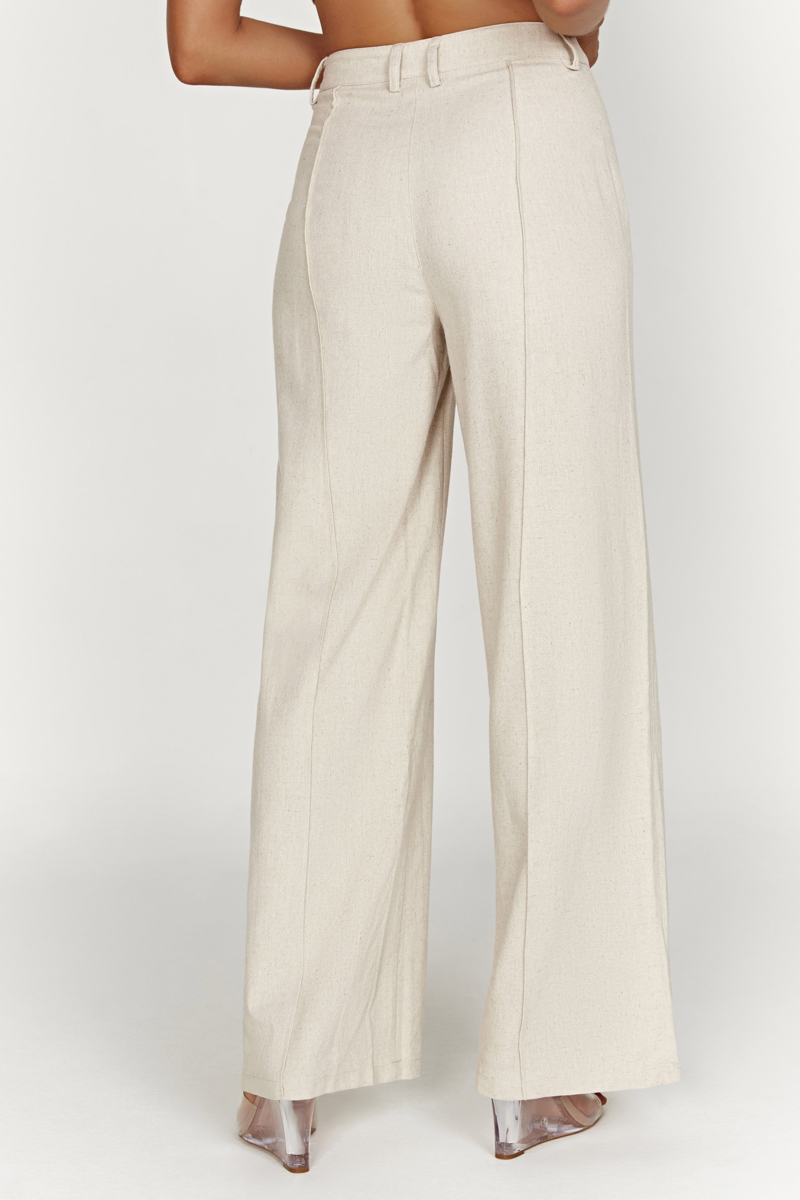 Julie Wide Leg Linen Pants - Natural