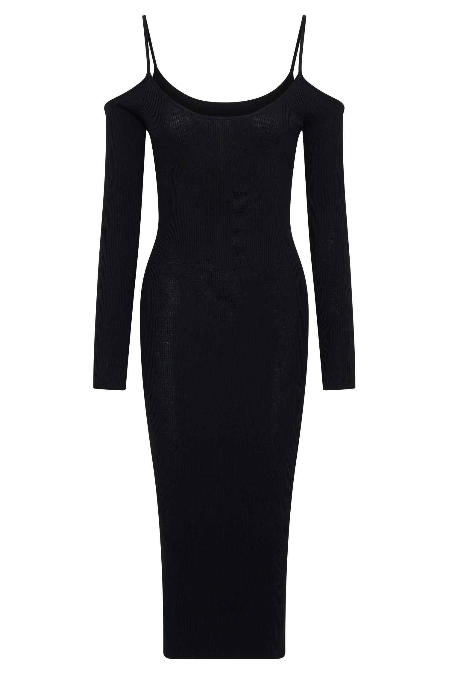 Shea Off Shoulder Knit Midi Dress - Black