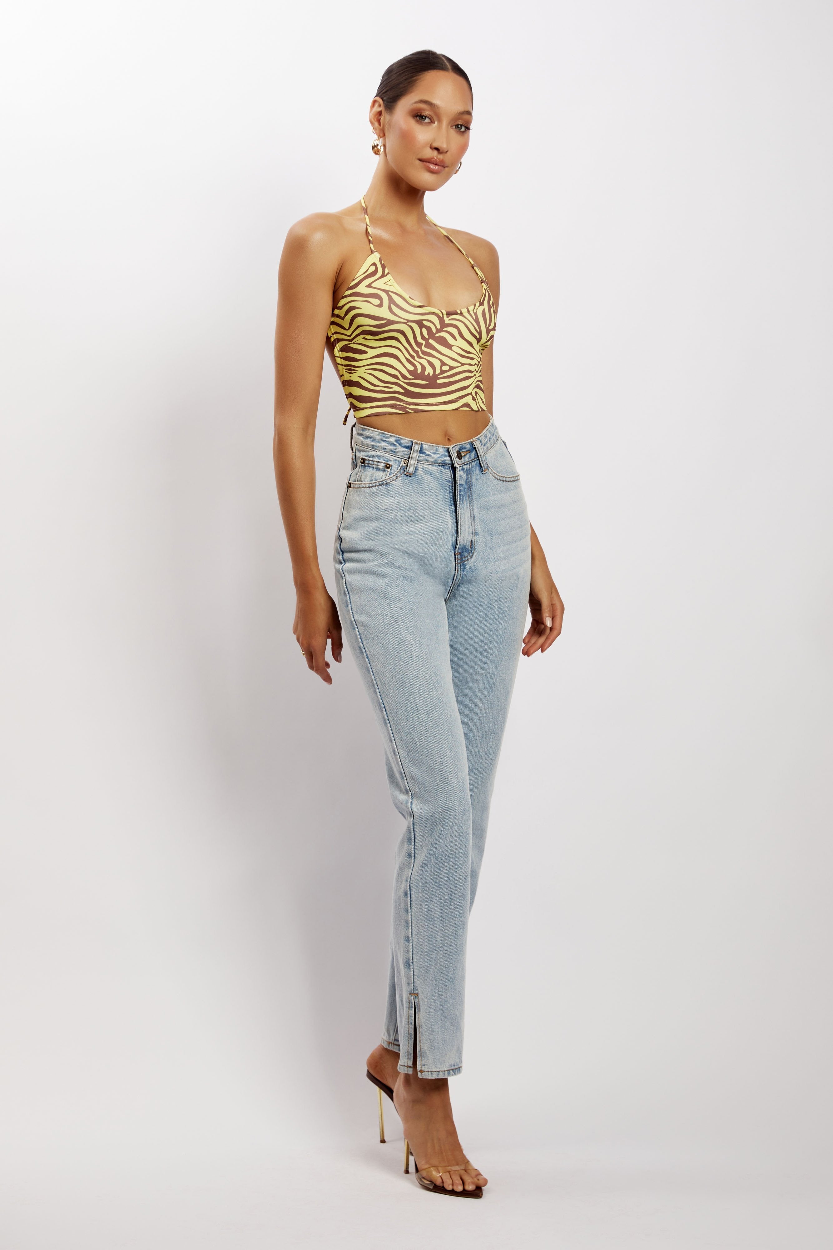 Joelle Halter Crop Top - Zebra Print