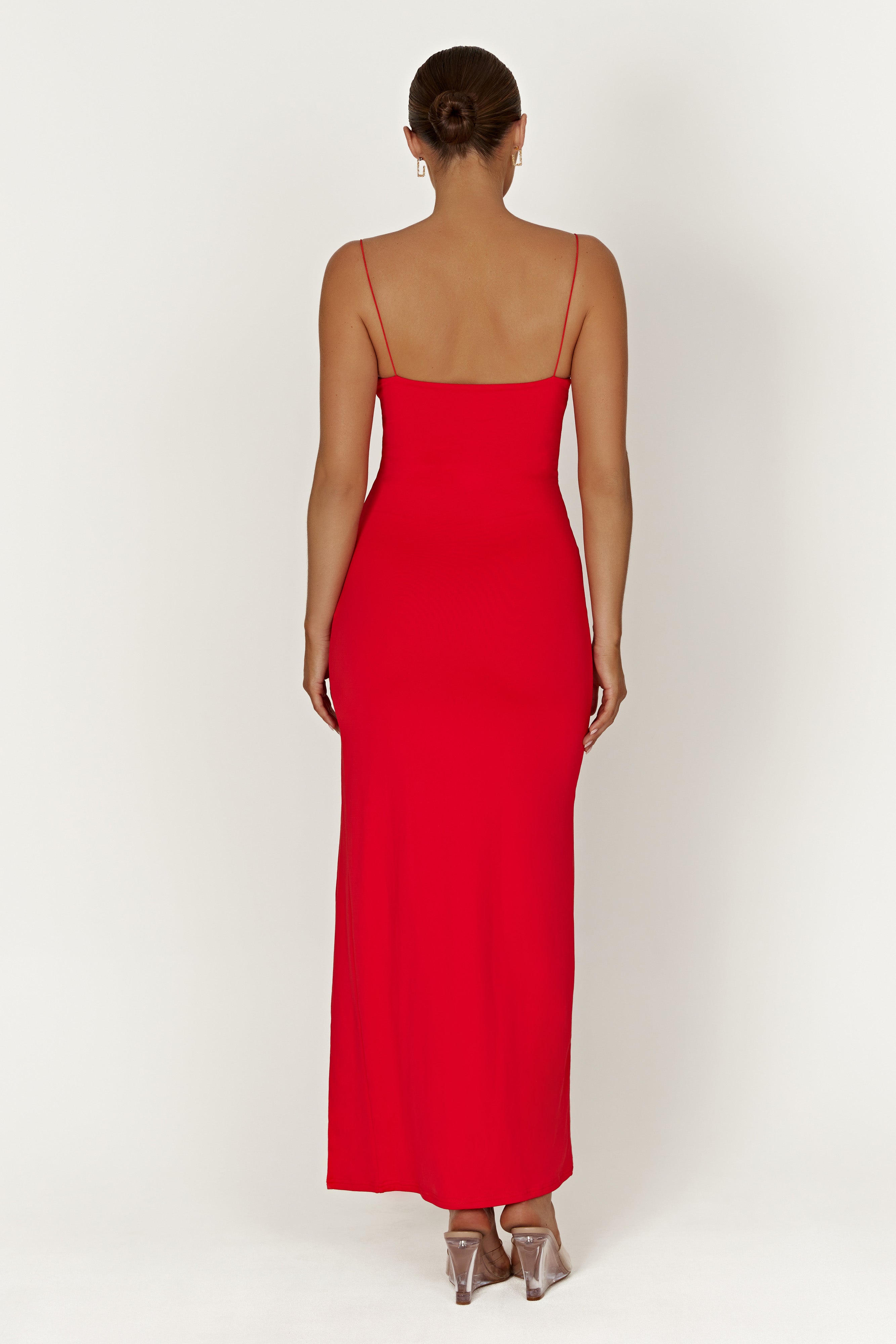 Addison Recycled Nylon Cupped Maxi Dress - Red