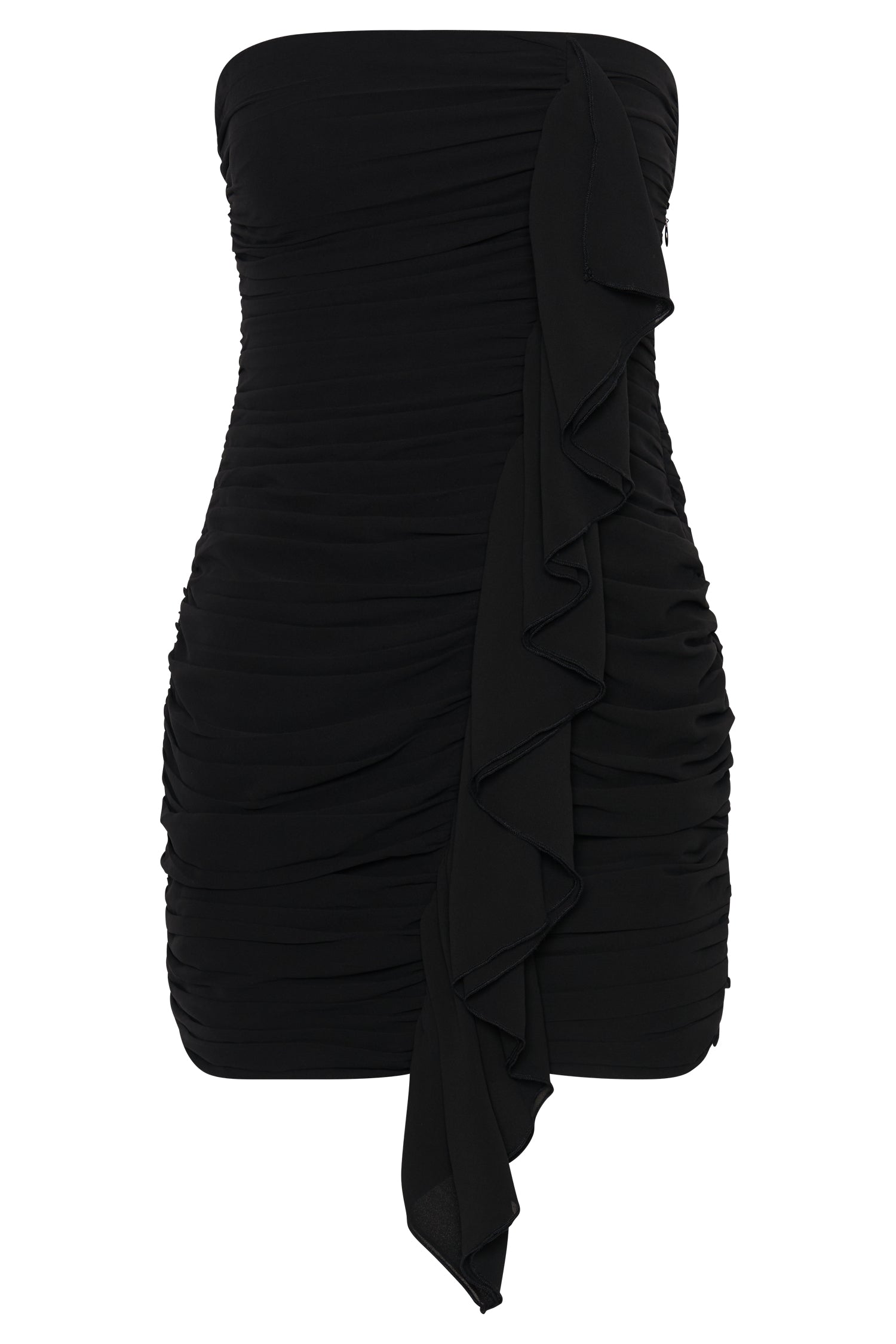 Suzanna Ruched Mini Dress - Black