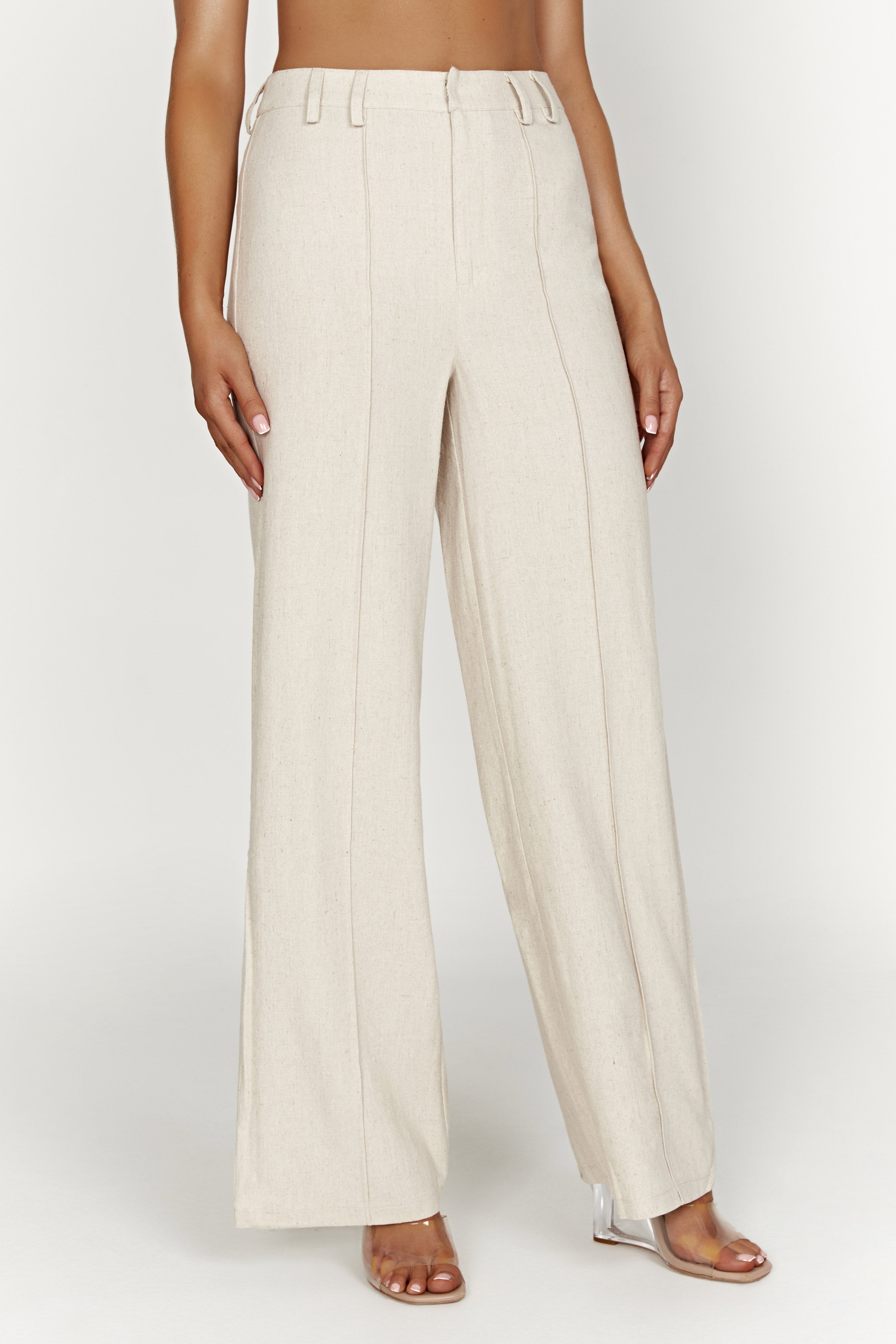 Julie Wide Leg Linen Pants - Natural