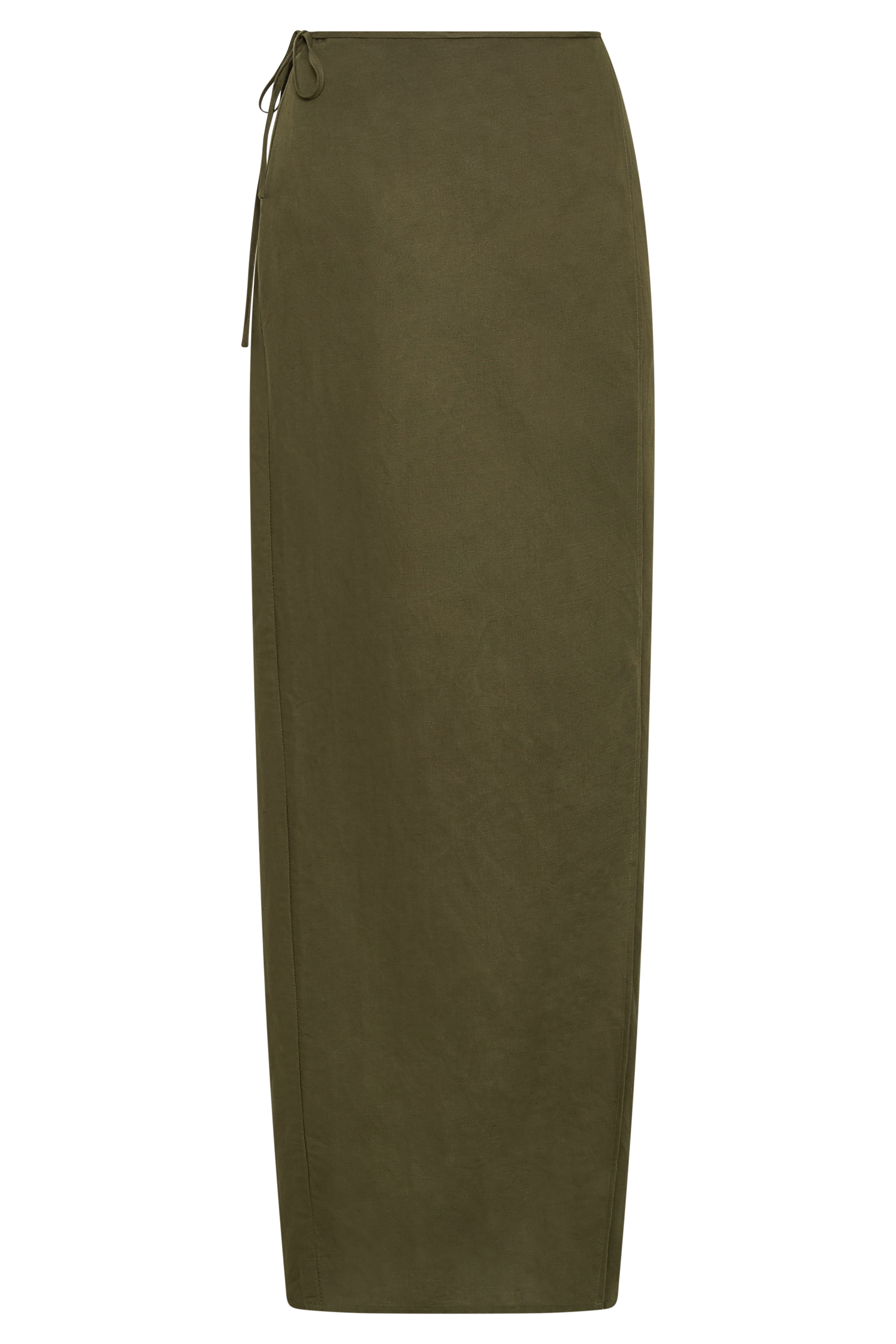 Fatima Linen Wrap Maxi Skirt - Khaki