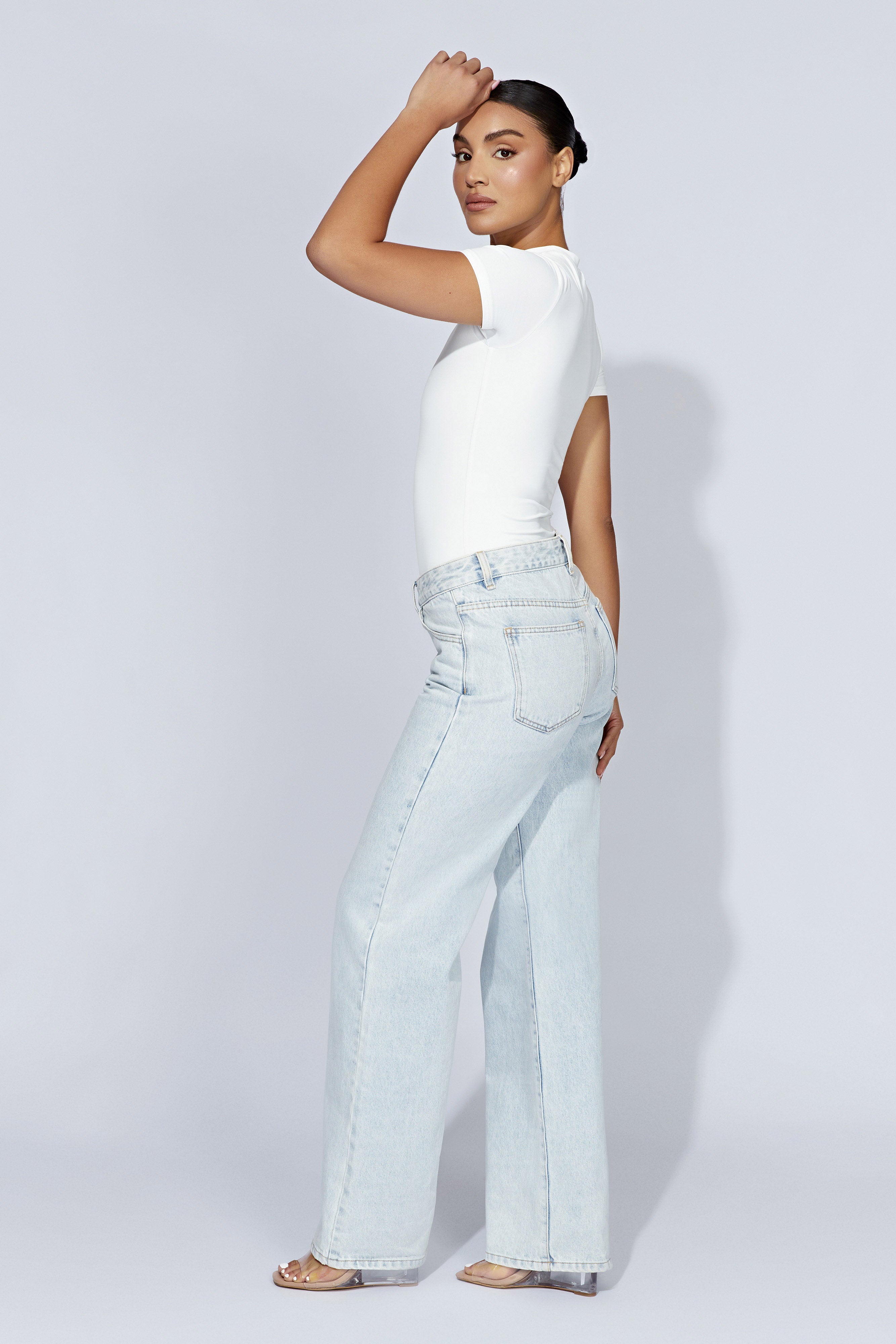 Francesca Crew Neck Short Sleeve Bodysuit - White