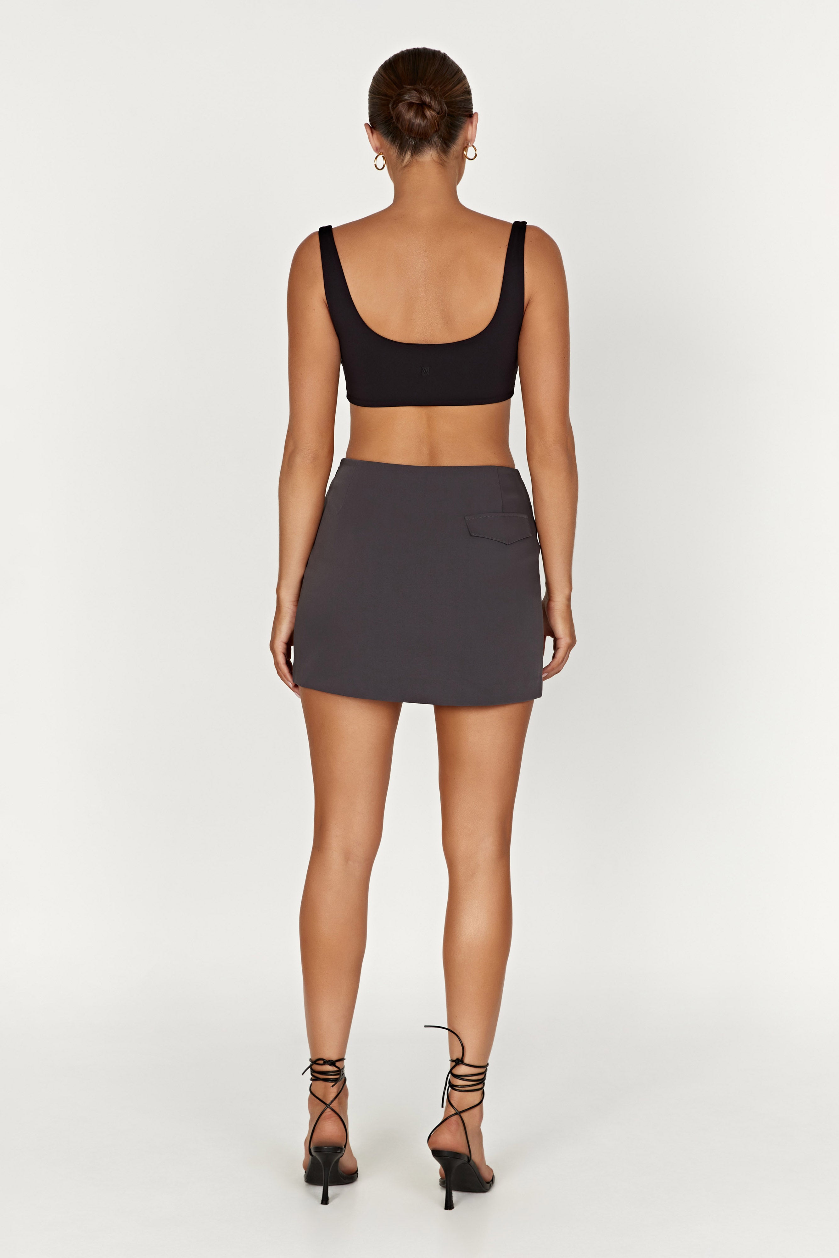 Malika Suiting Mini Skirt - Charcoal