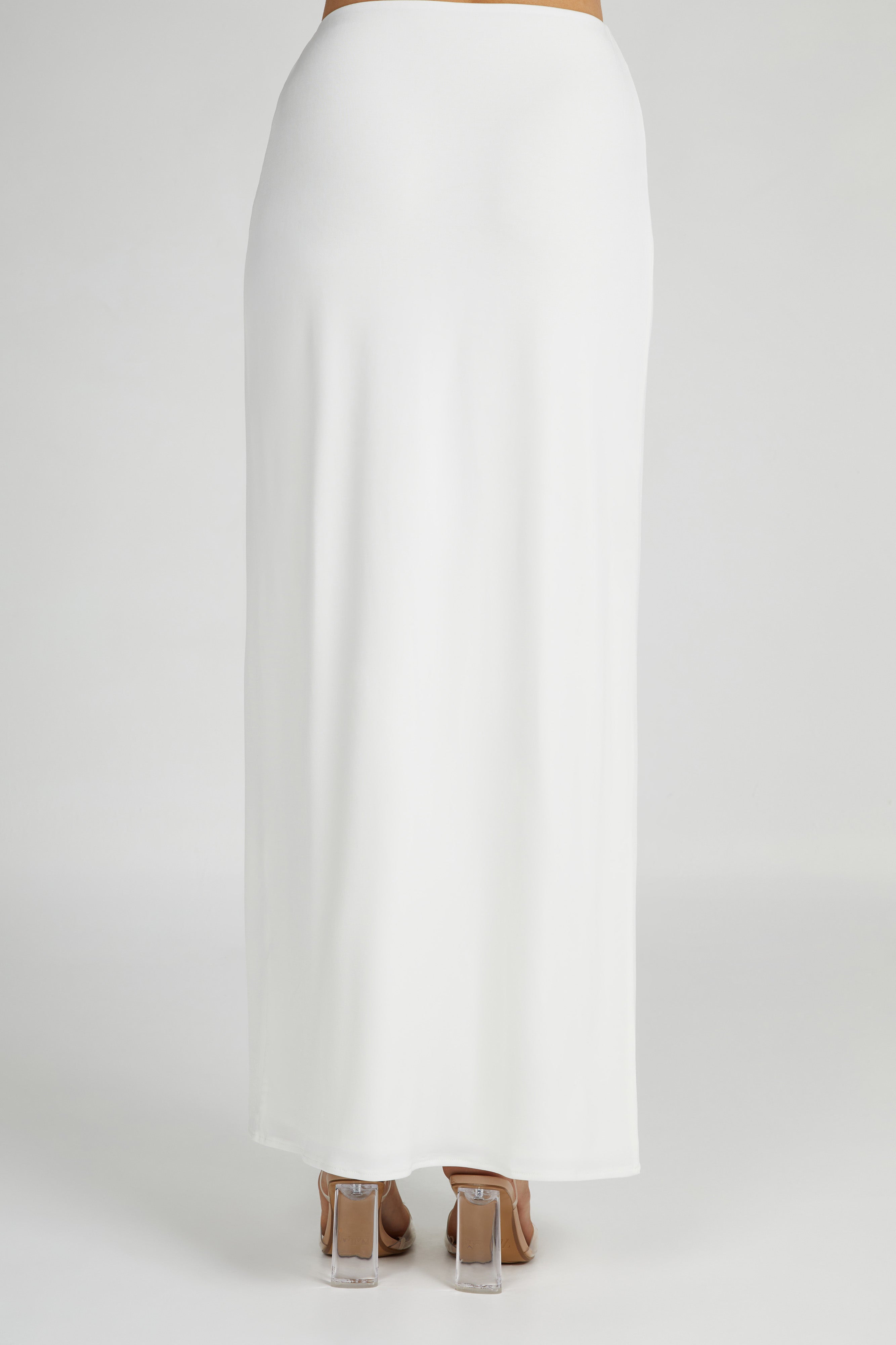 Suri Slinky Maxi Skirt With Hardware - White