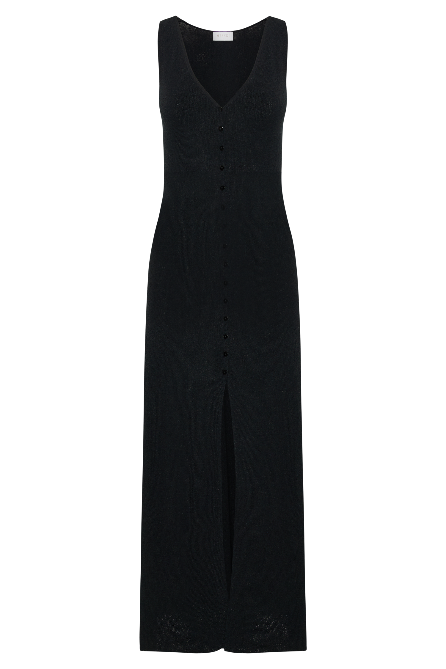 Antonia Buttoned Knit Maxi Dress - Black