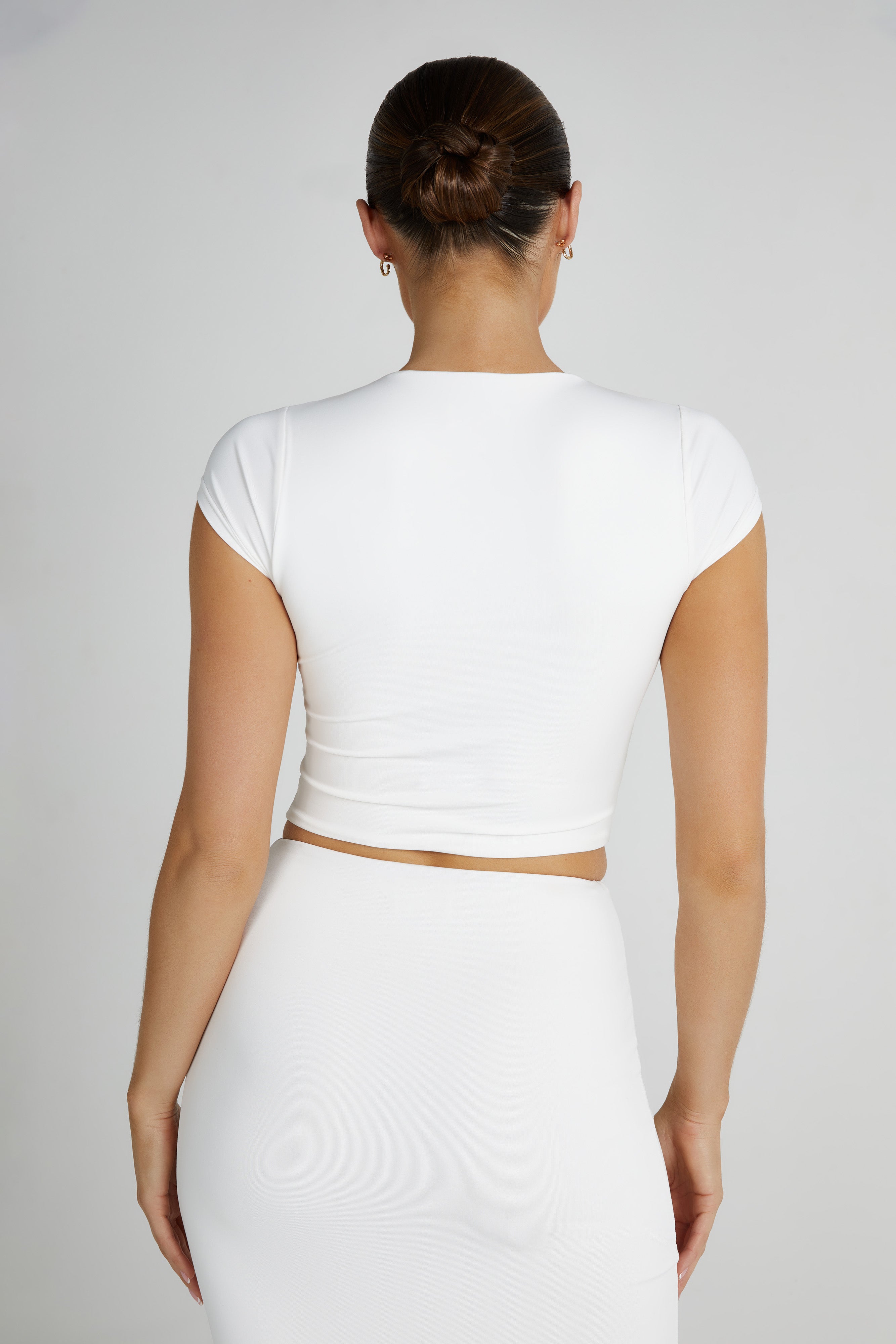 Olympia Recycled Nylon V Neck Top - White