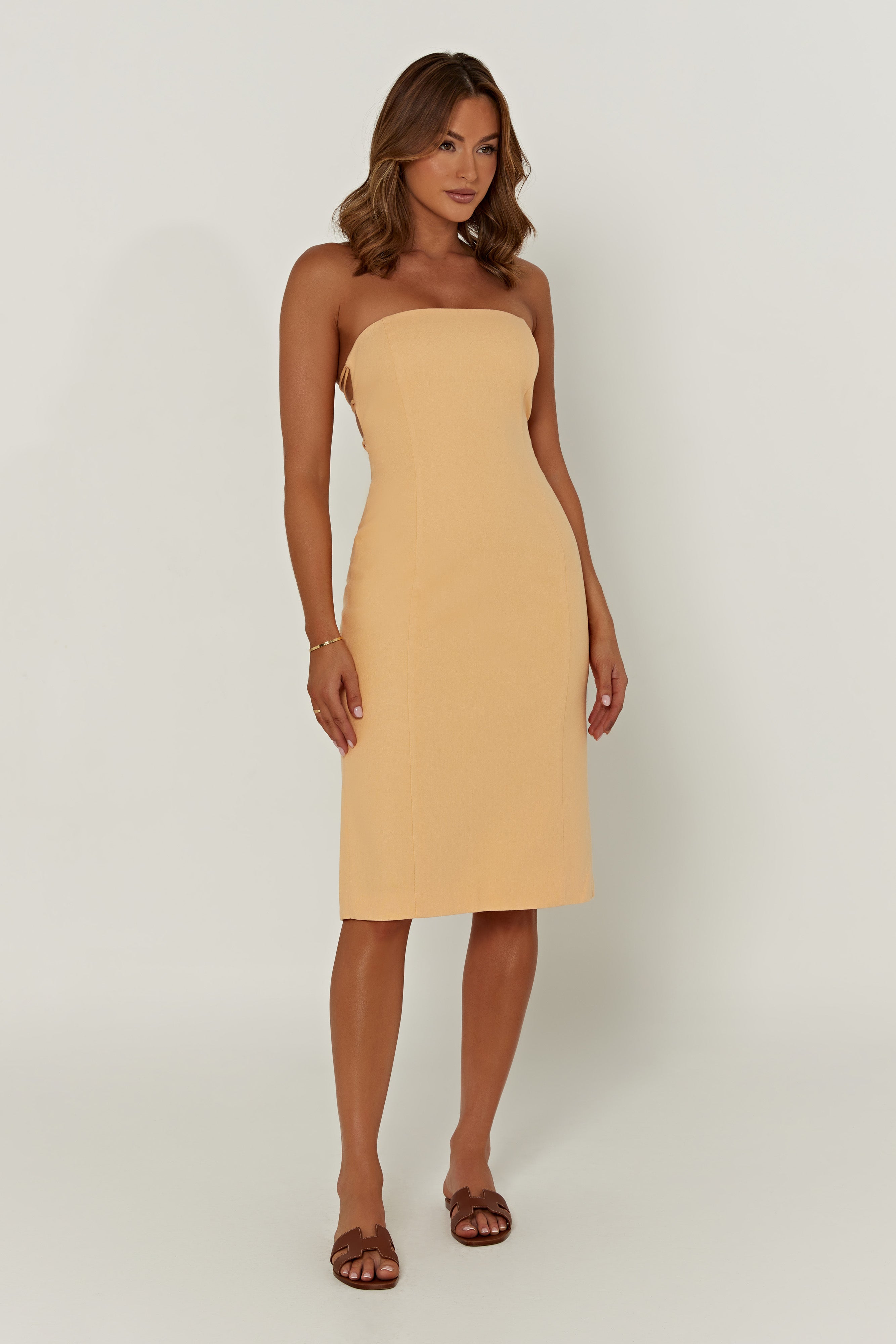 Kyleigh Linen Strapless Midi Dress - Mango