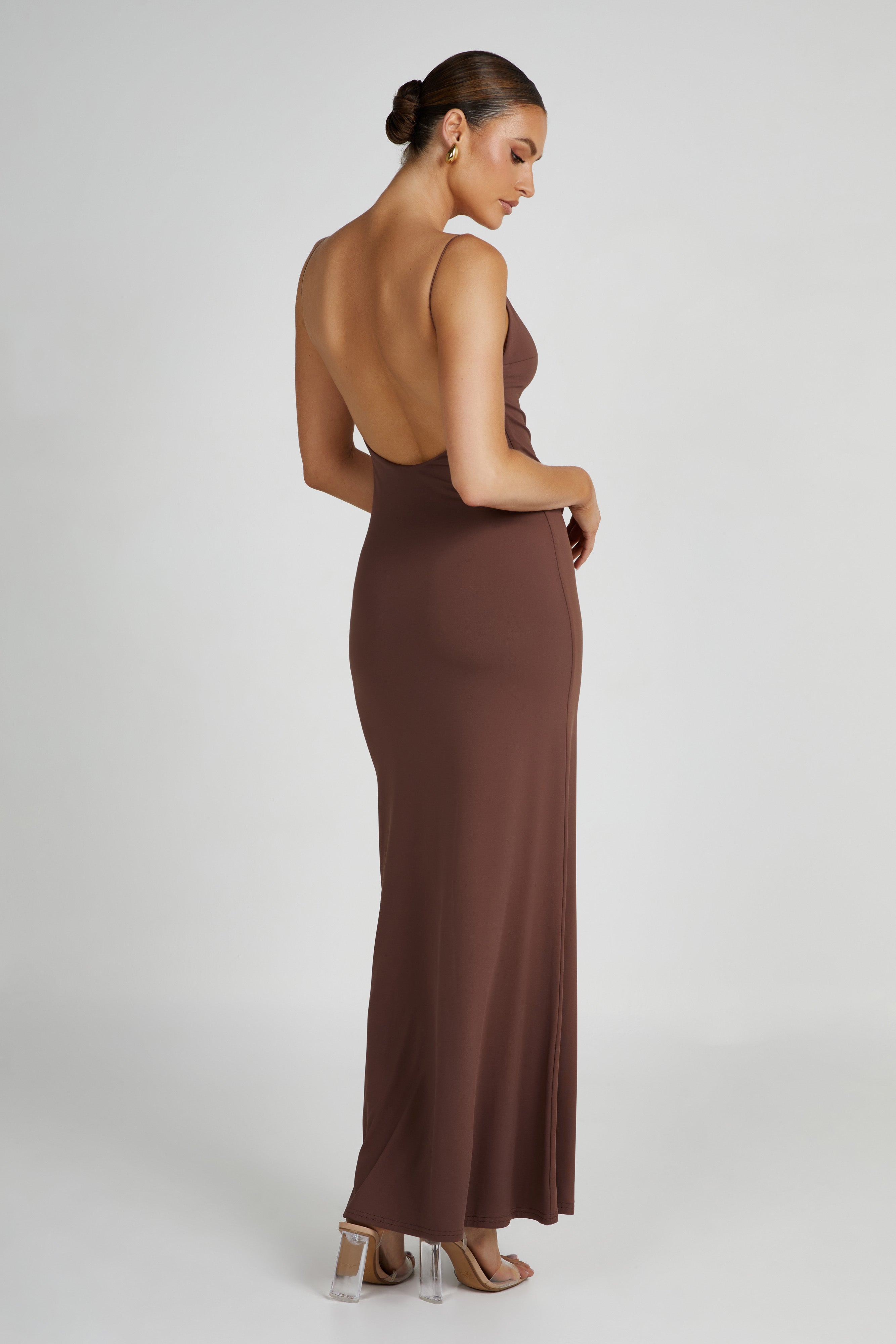 Nikkita Recycled Nylon Strappy Maxi Dress - Mocha