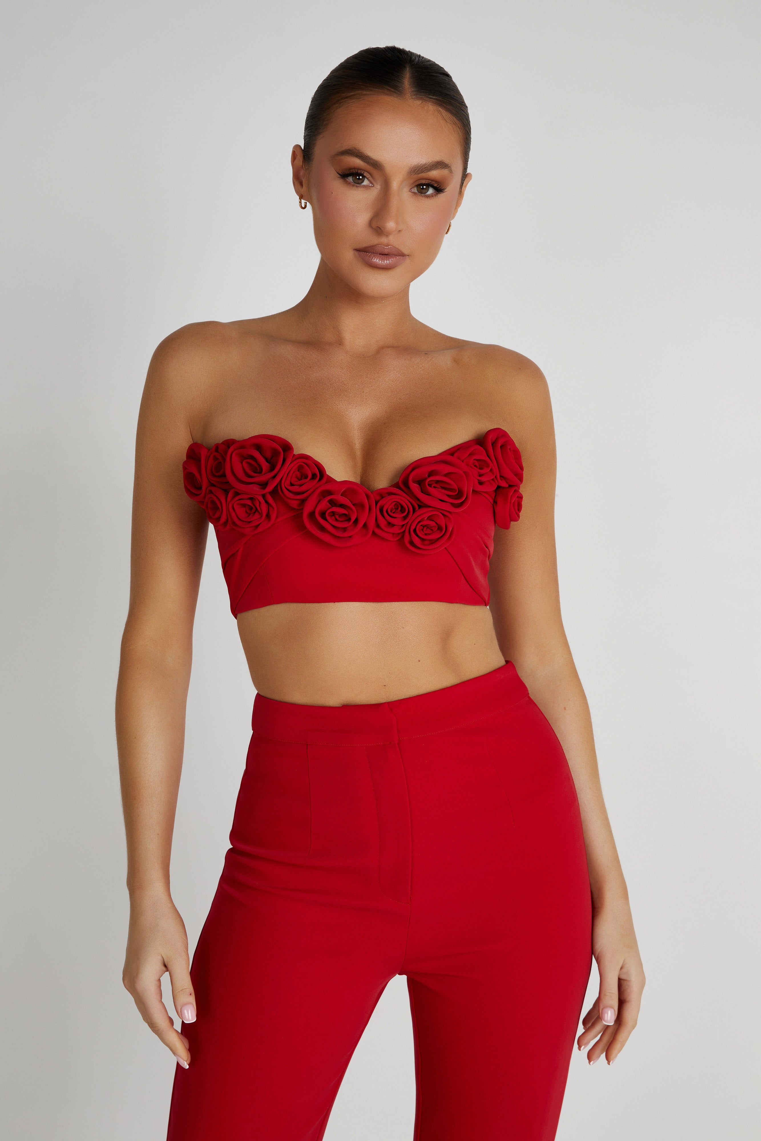 Paloma Rose Crop Top - Red