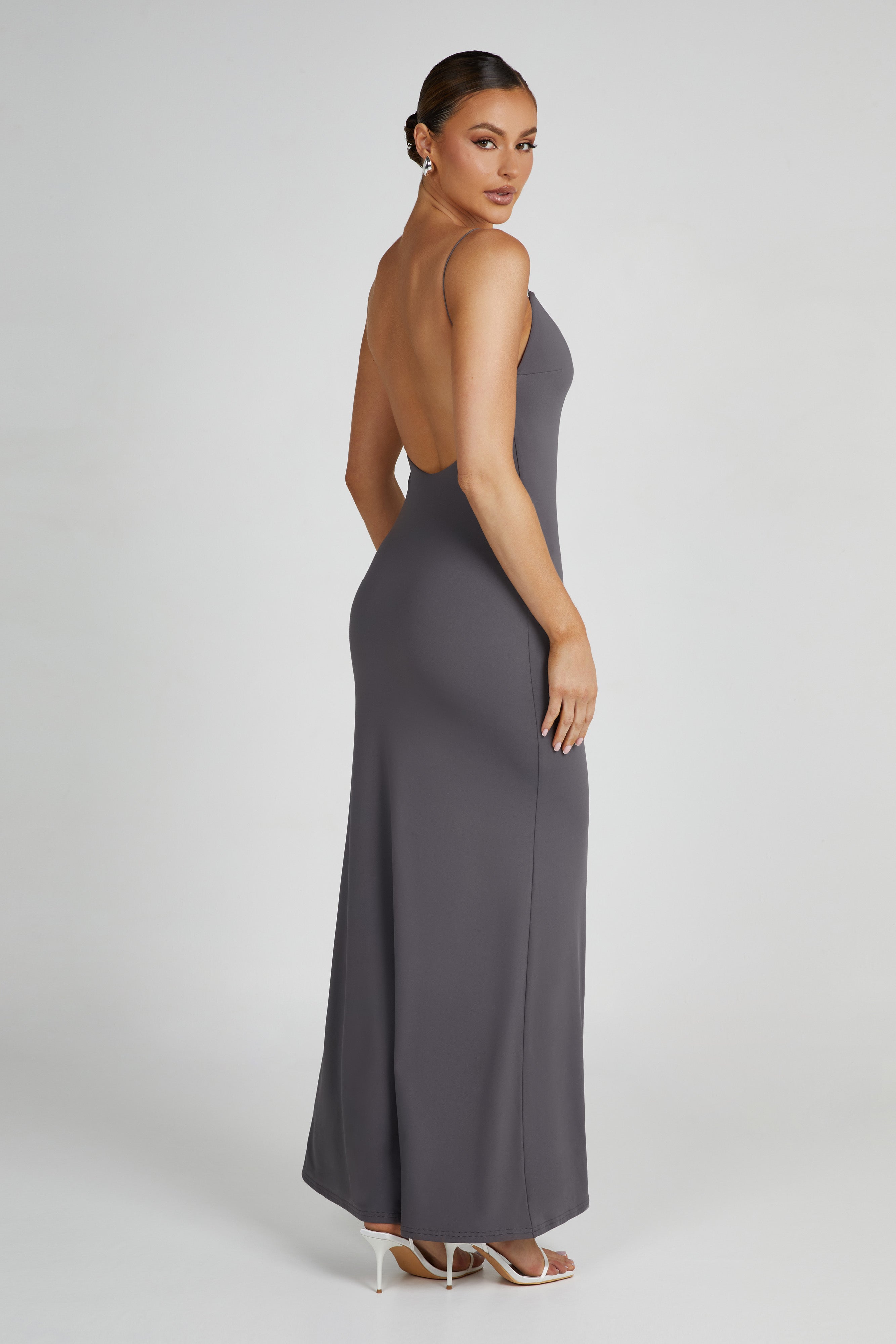 Nikkita Recycled Nylon Strappy Maxi Dress - Charcoal
