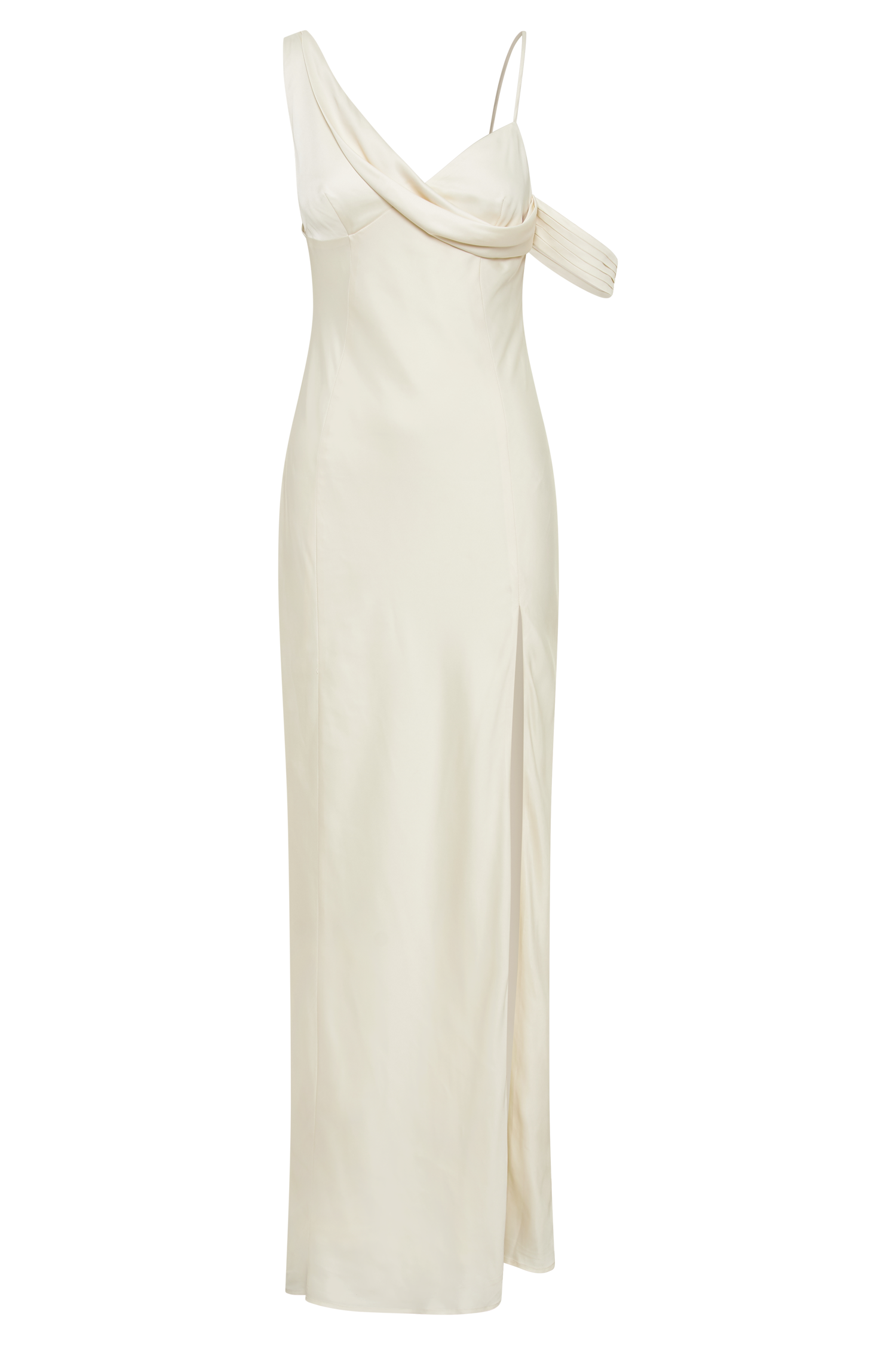 Soleil Satin Off Shoulder Maxi Dress - Ivory