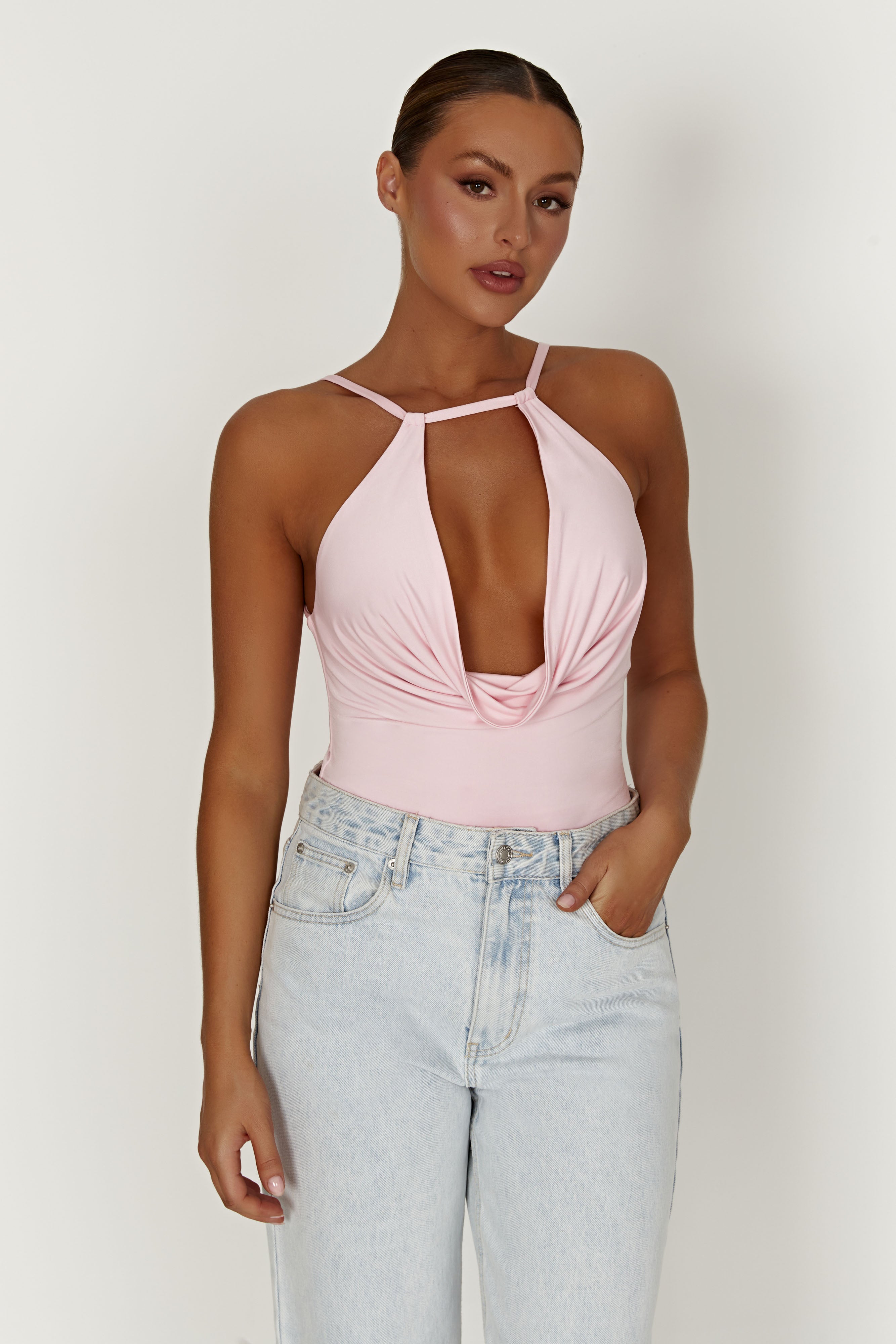 Deanna Slinky Longline Top - Candy Pink