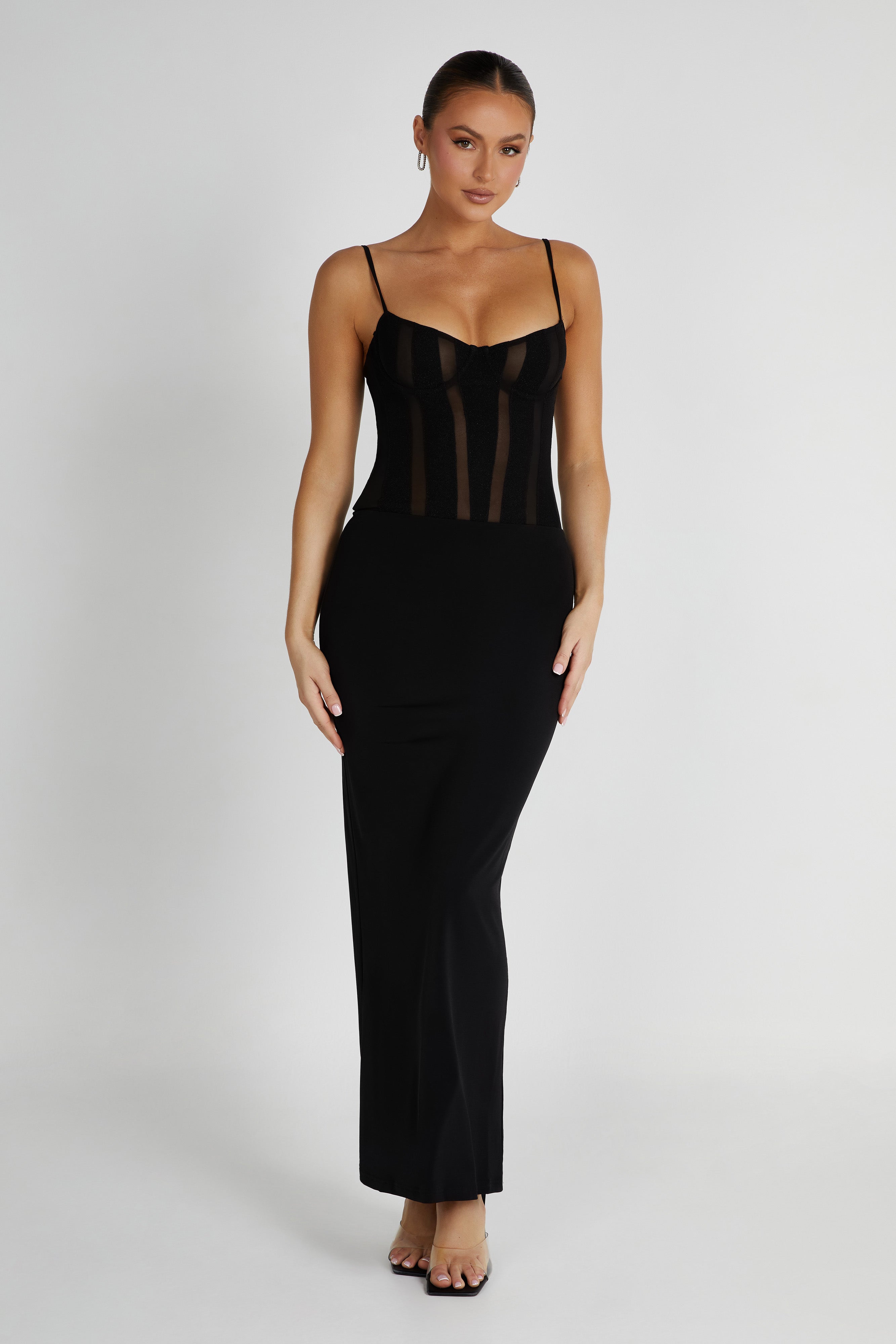 Priya Panelled Maxi Dress - Black