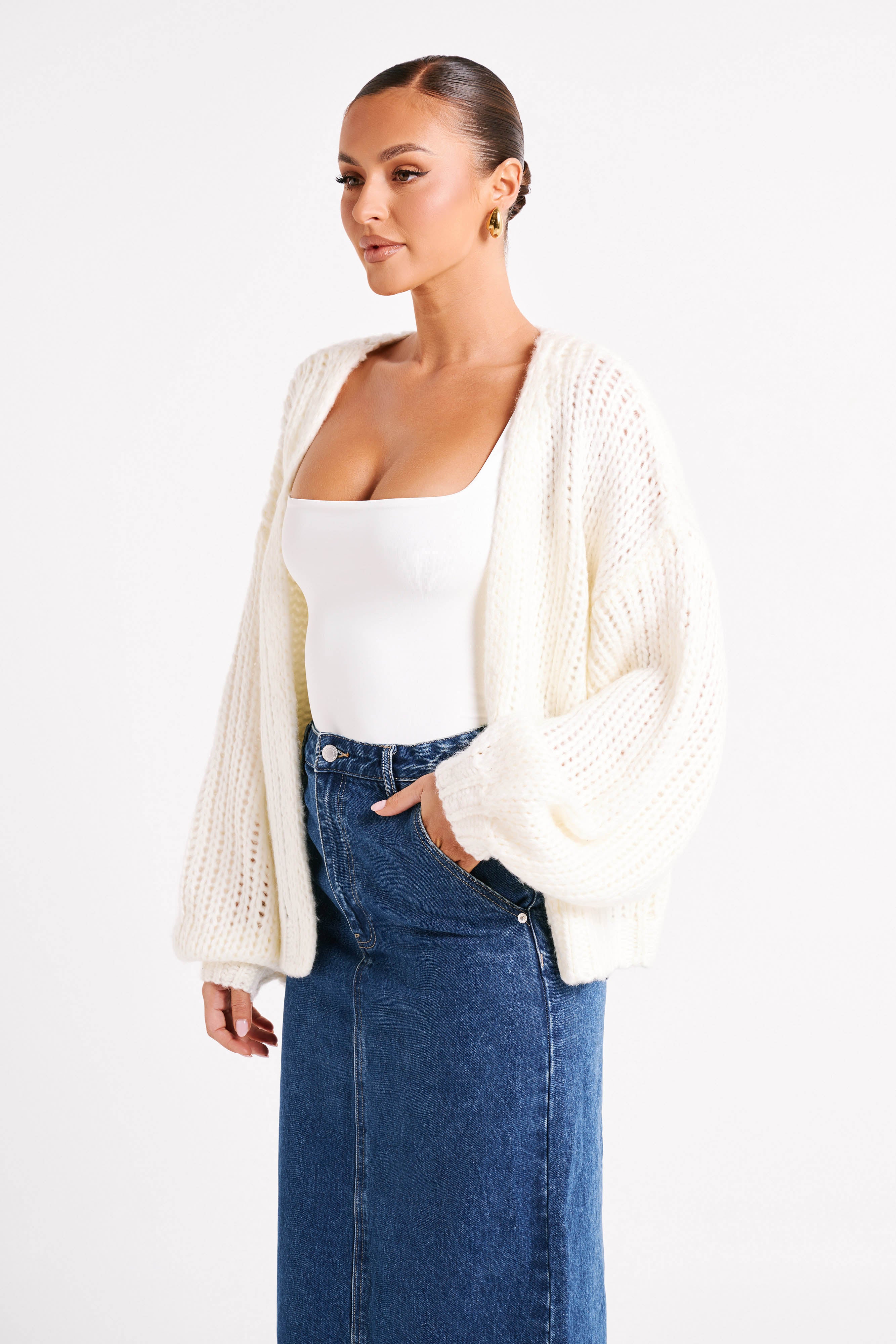Irina Chunky Knit Cardigan - Ivory