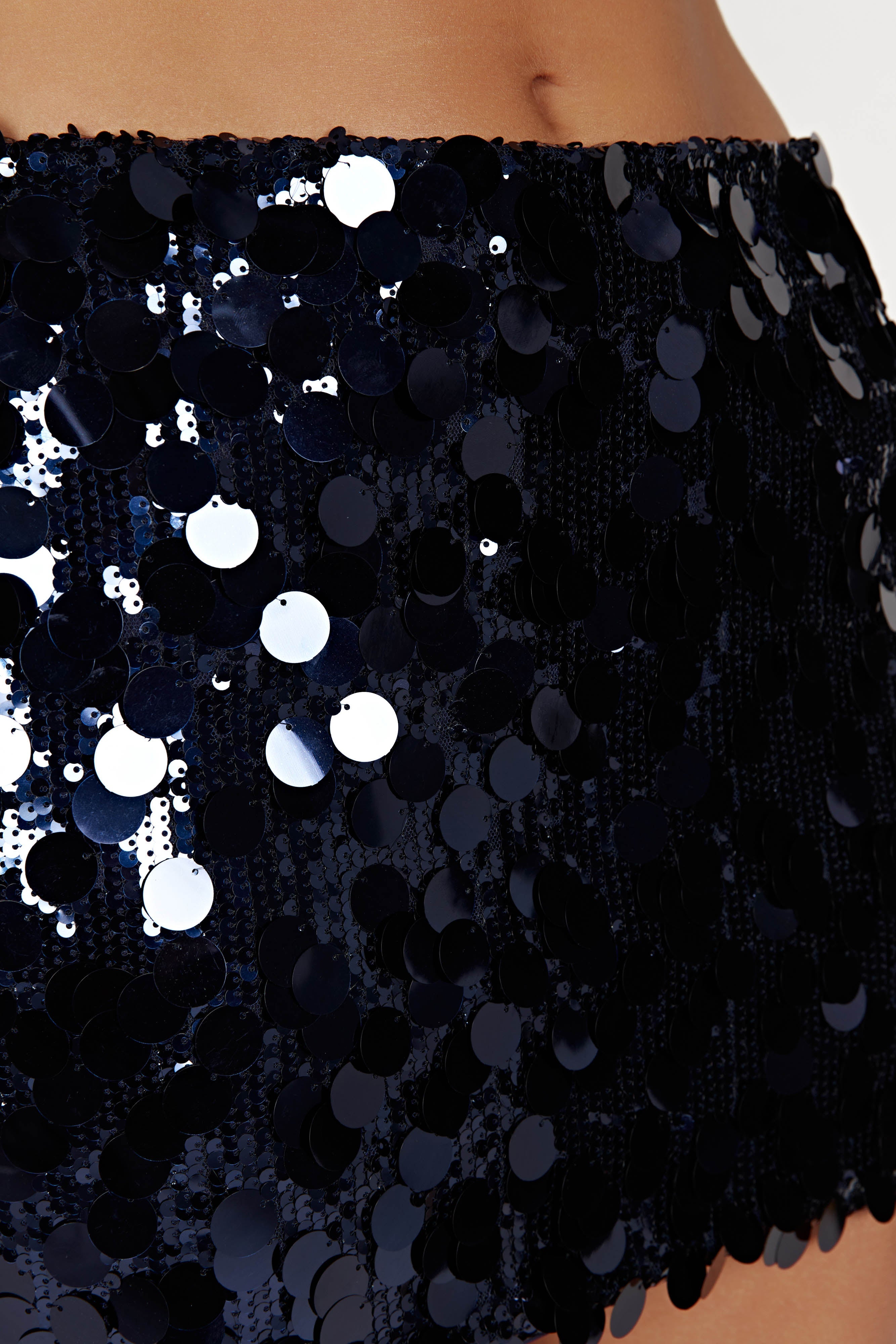 Dinah Sequin Low Rise Mini Skirt - Midnight Navy